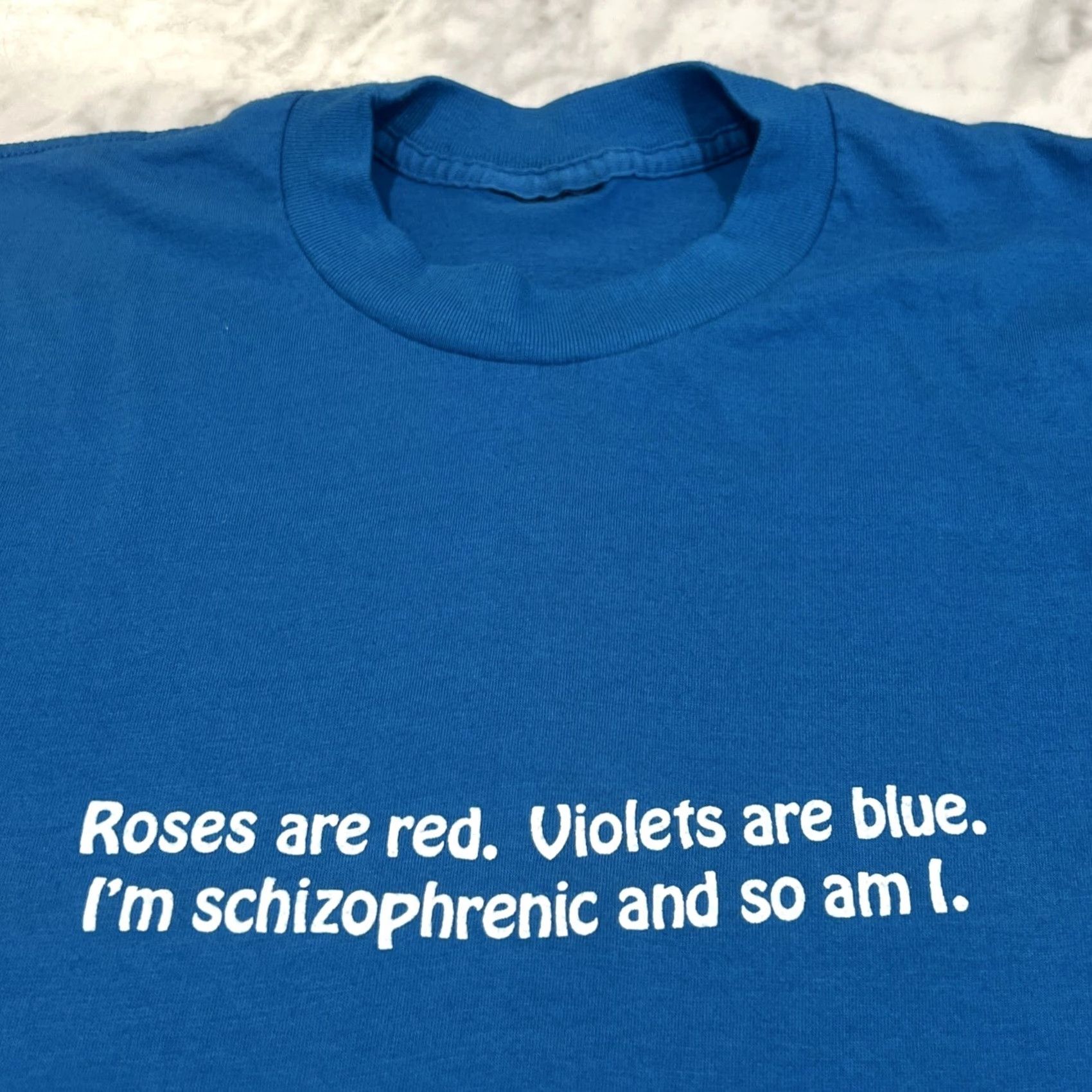 Vintage VINTAGE Funny T Shirt XL I’m Schizophrenic & So Am I Single Stitch Blue Shirt Mens XL Blue Grunge 1990s Size US XL / EU 56 / 4 - 2 Thumbnail
