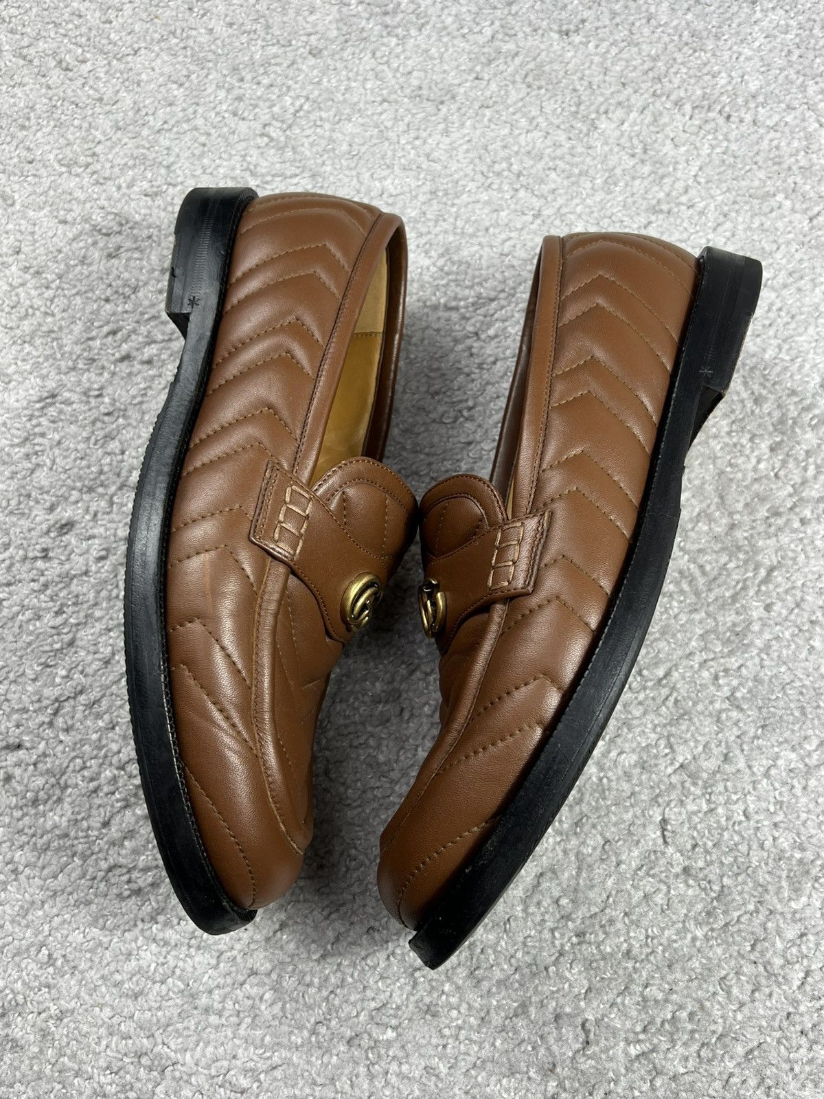 Gucci Gucci Brown Quilted Leather Marmont Loafers Size US 7 / EU 40 - 5 Thumbnail