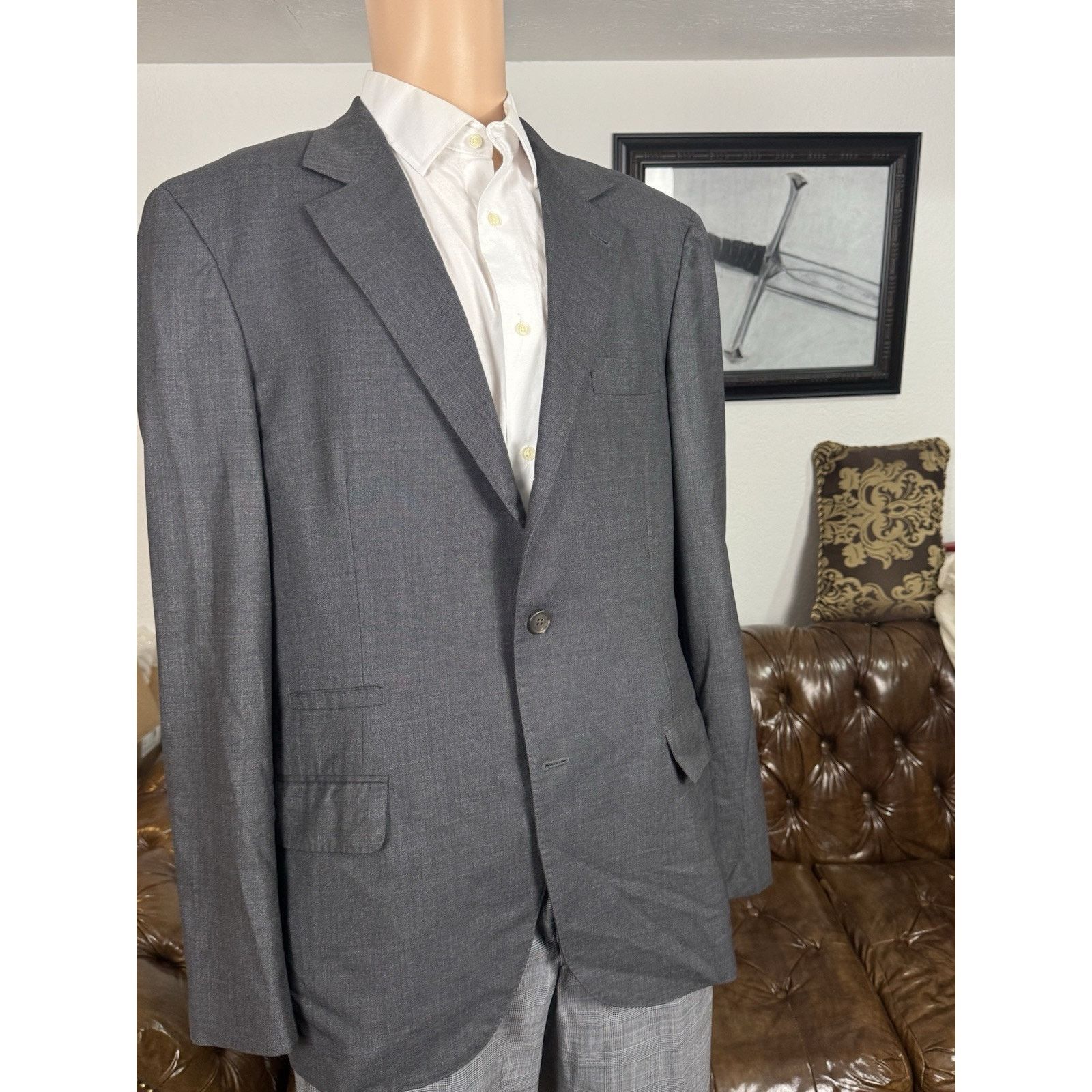 Brunello Cucinelli Brunello Cucinelli Charcoal Wool Sportcoat Jacket 54 IT 44US Size 44R - 2 Thumbnail