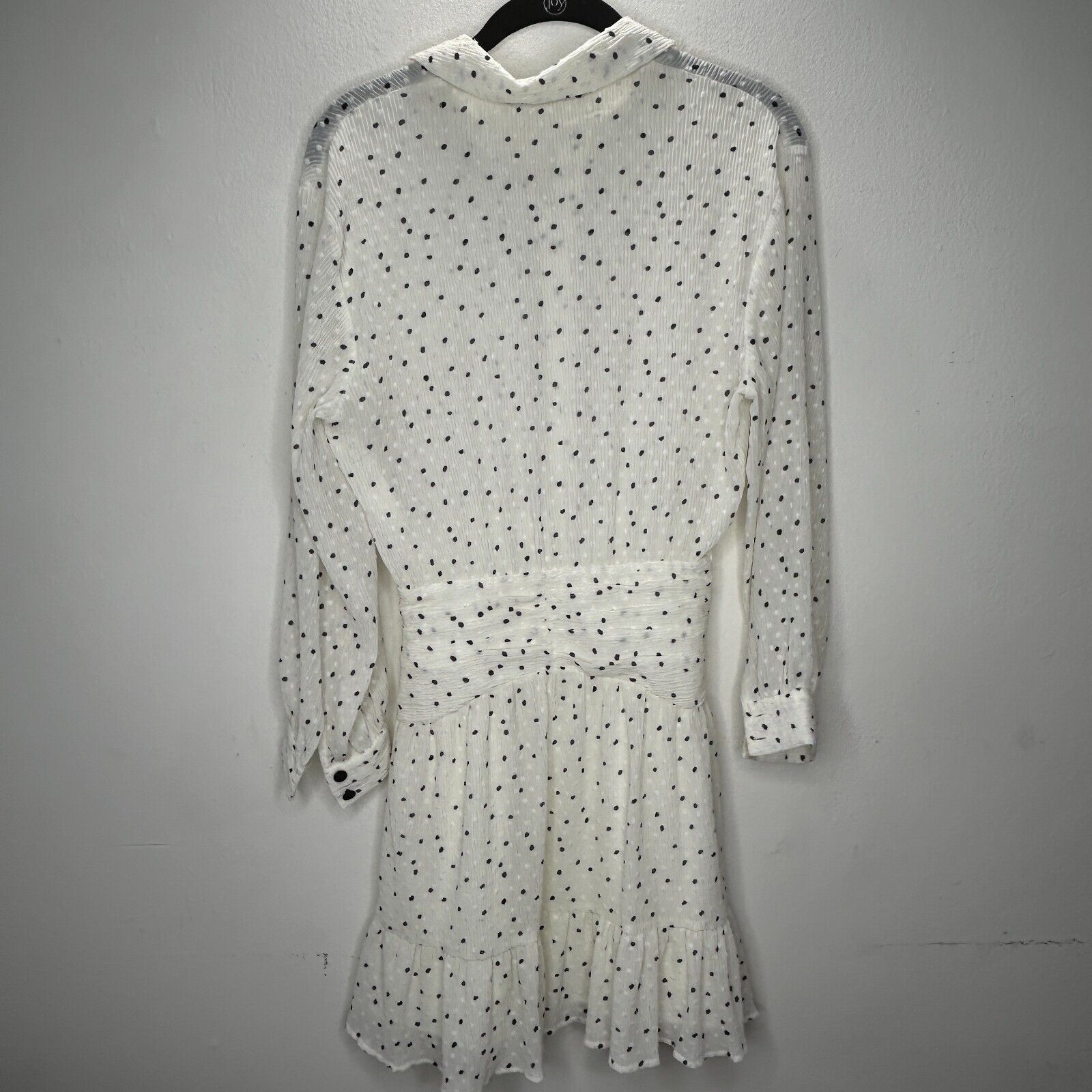Zara Zara Dotted Swiss Long Sleeve 1/2 Button Ruffle Hem Dress Size XS / US 0-2 / IT 36-38 - 7 Thumbnail