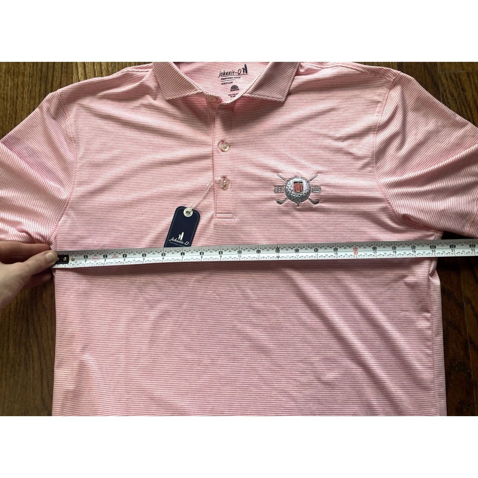 johnnie-O johnnie-O Lyndon Polo Shirt Mens Medium Pink Striped Performance Golf Shirt New with Tags Size US M / EU 48-50 / 2 - 7 Thumbnail