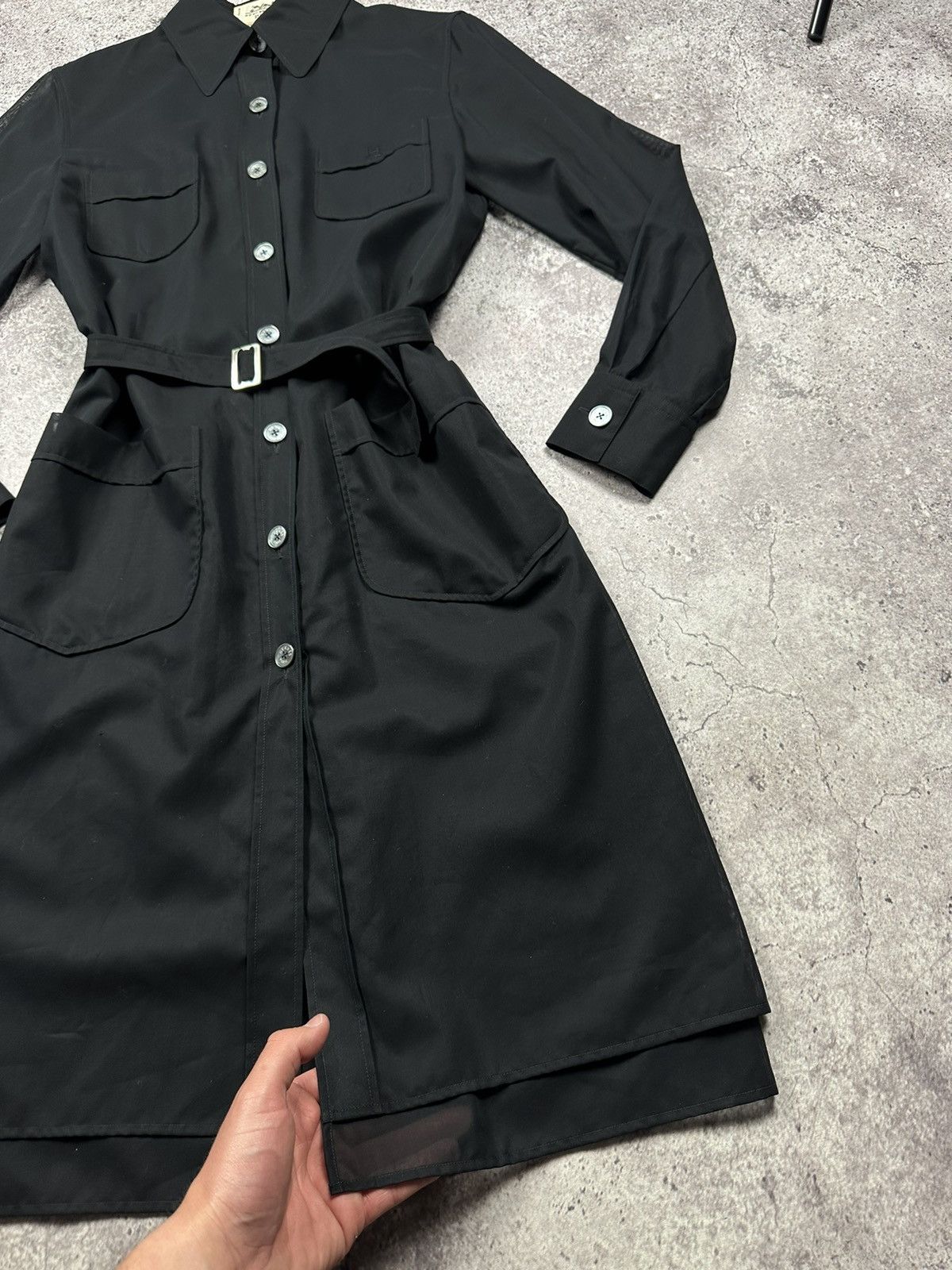 Hermes Vintage Hermès Paris Black Cotton Shirt Dress Belted Size M / US 6-8 / IT 42-44 - 10 Thumbnail