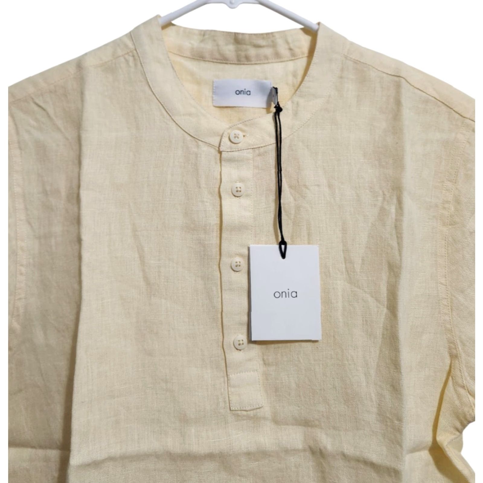 Onia Onia Shirt Henley S 100% Linen Short Sleeve Yellow Mens Size US S / EU 44-46 / 1 - 3 Thumbnail