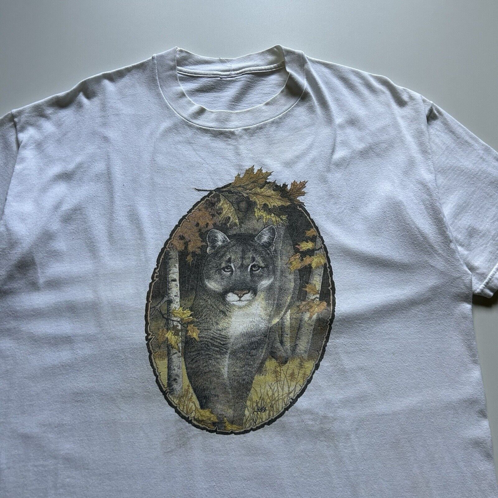 Vintage Vintage 90s Mountain Lion Animal Art Graphic T Shirt 2XL Size US XXL / EU 58 / 5 - 2 Thumbnail