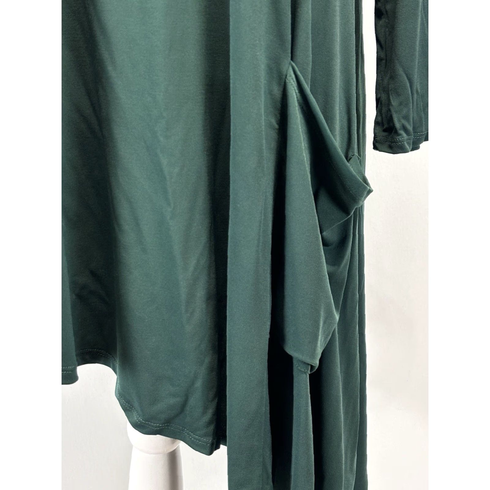 Vintage VINTAGE IC by Connie K Tunic Shirt 1X Plus Dark Green Lagenlook Asymmetric Hem Womens Size XL / US 12-14 / IT 48-50 - 6 Thumbnail