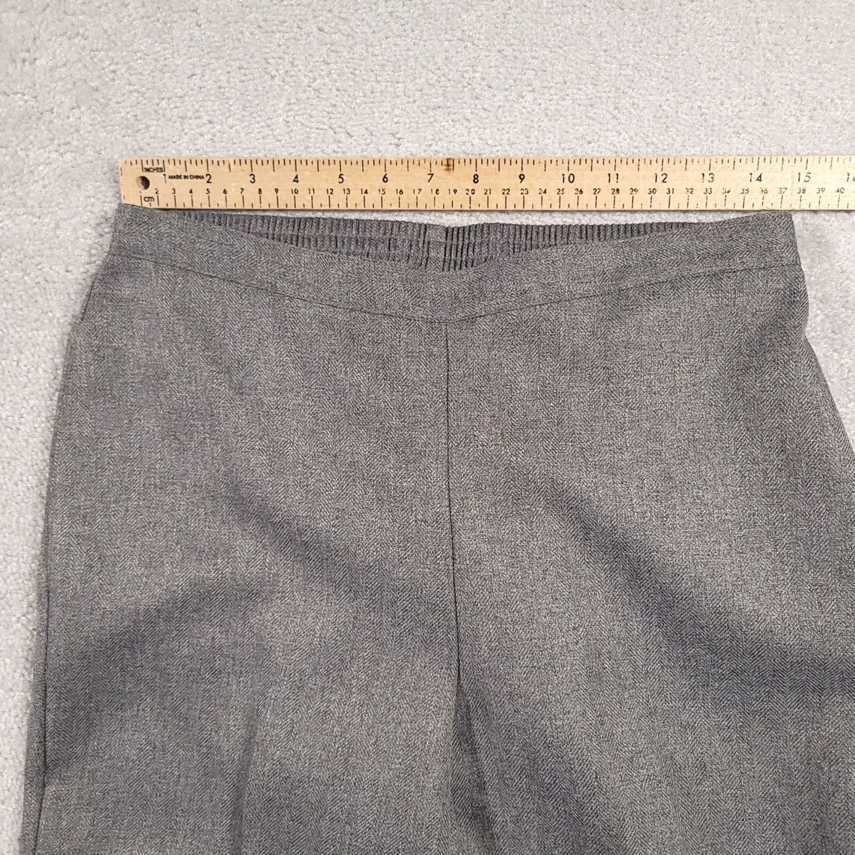 Vintage VINTAGE Alfred Dunner Pants Women's 10 Gray Elastic Waist Pockets Pull On Herringbone Dress Pants Size 32" / US 10 / IT 46 - 5 Thumbnail