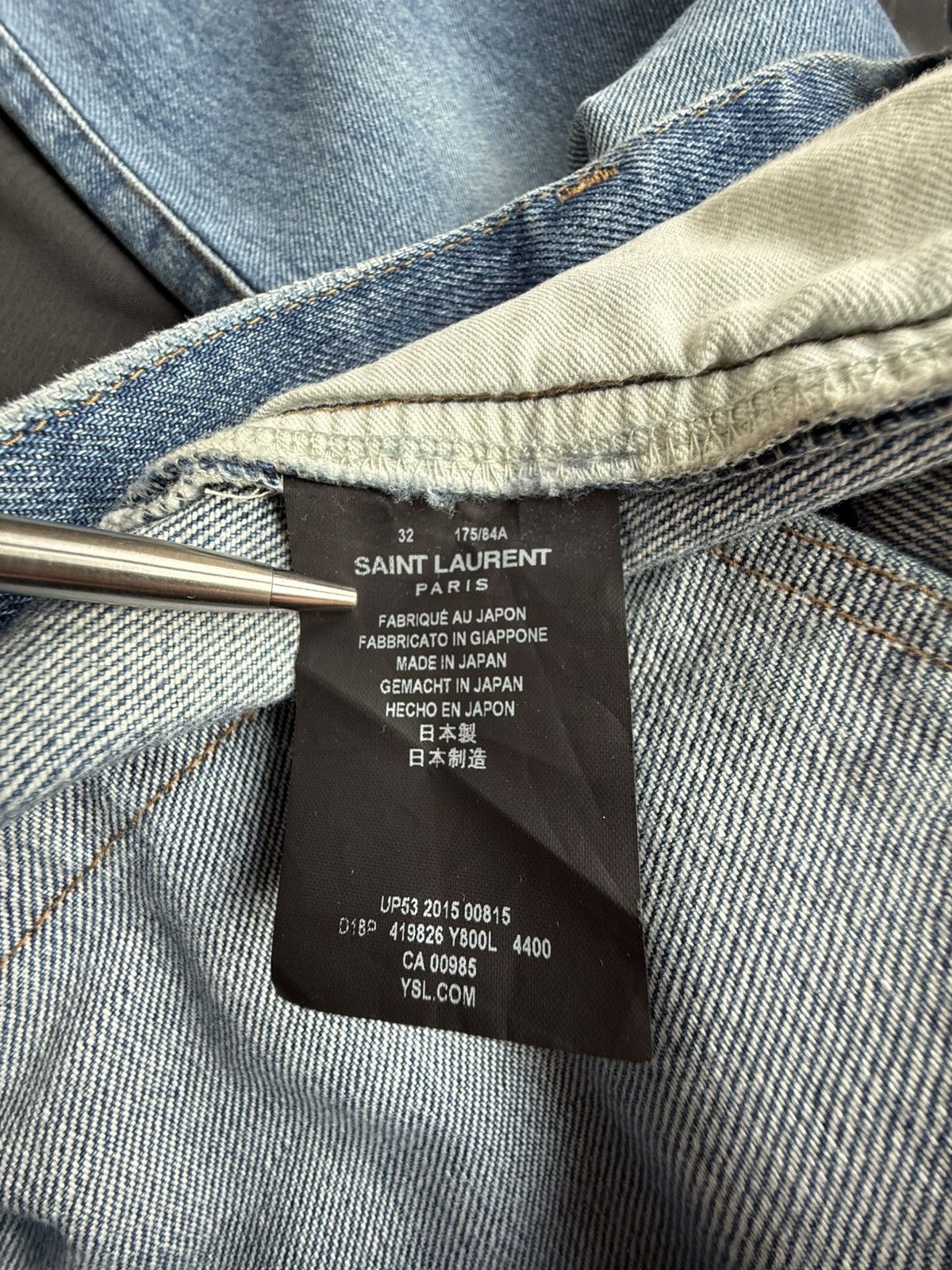 Saint Laurent Paris SS16 Saint Laurent D10 knee rip jeans Hedi 32 grail slim Size US 33 - 24 Thumbnail