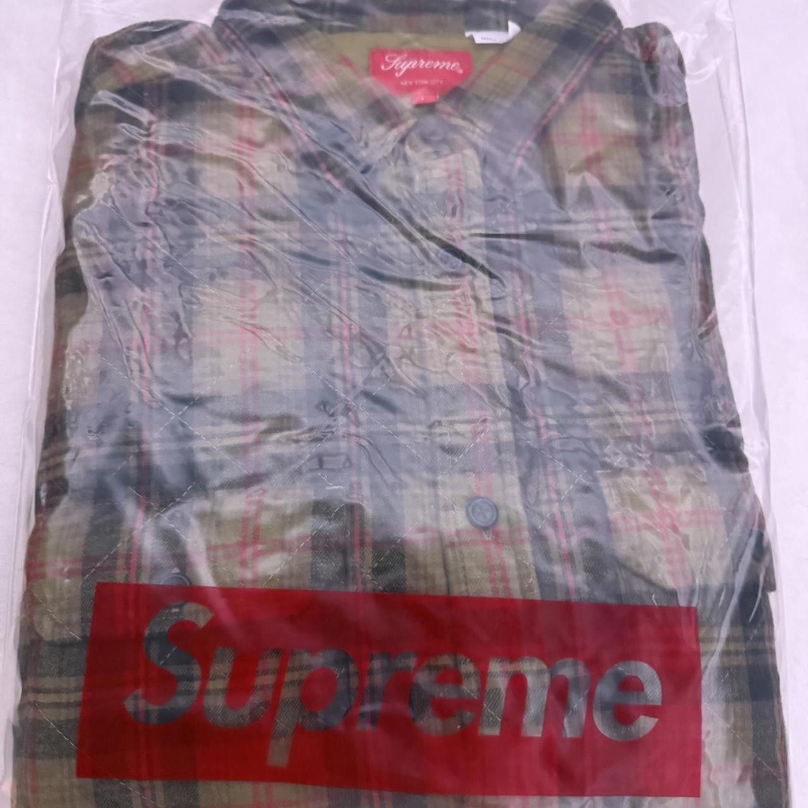 Supreme 2021 Supreme Quilted Plaid Flannel Shirt 'Olive' Size US L / EU 52-54 / 3 - 2 Thumbnail