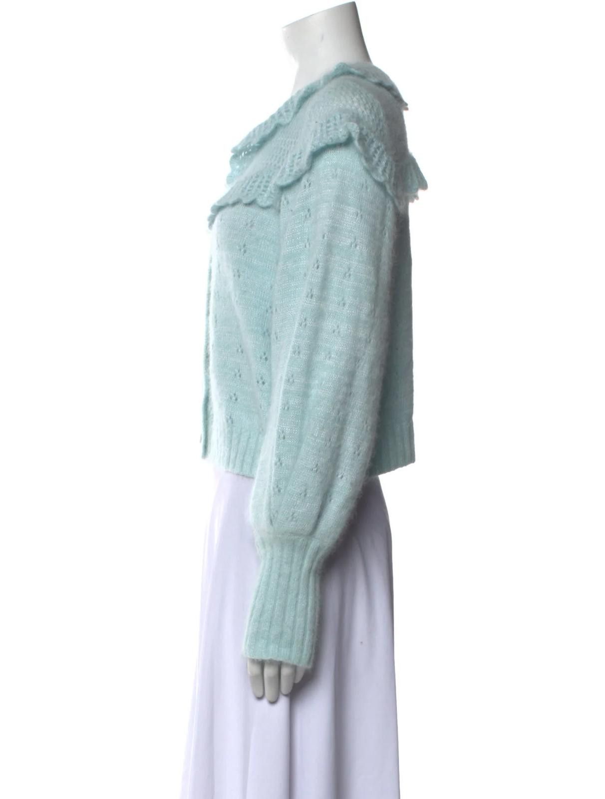 Other LoveShackFancy Teal Crew Neck Cardigan Size: M Size M / US 6-8 / IT 42-44 - 2 Thumbnail