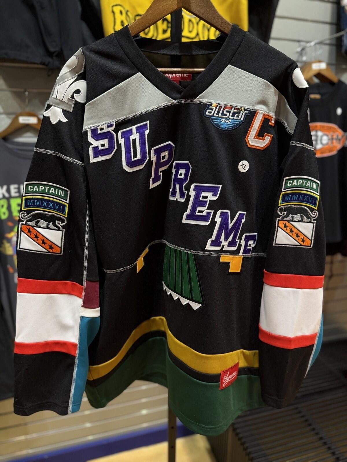 Supreme Supreme Paneled Hockey Jersey Black (Size XL) Brand New Size US XL / EU 56 / 4 - 1 Thumbnail