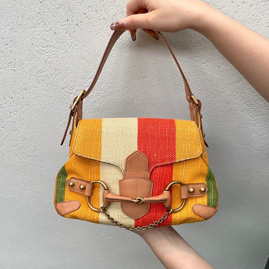 Gucci Gucci Horsebit One Shoulder Bag Gold Hardware Multi-Color Size ONE SIZE - 1 Thumbnail