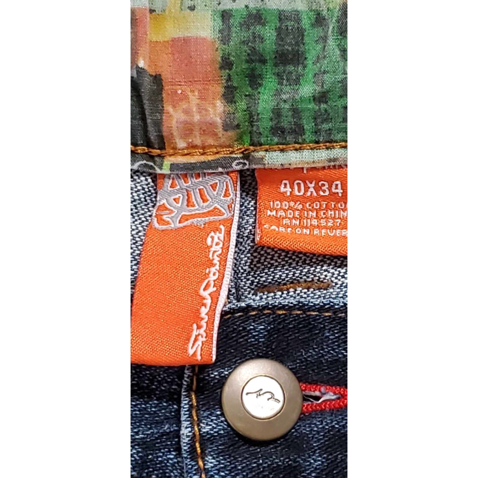 Vintage Silver Point Jeans Adult 40 x 32 Blue Grunge Distressed Embroidered Floral Y2K Mens Size US 40 / EU 56 - 2 Thumbnail