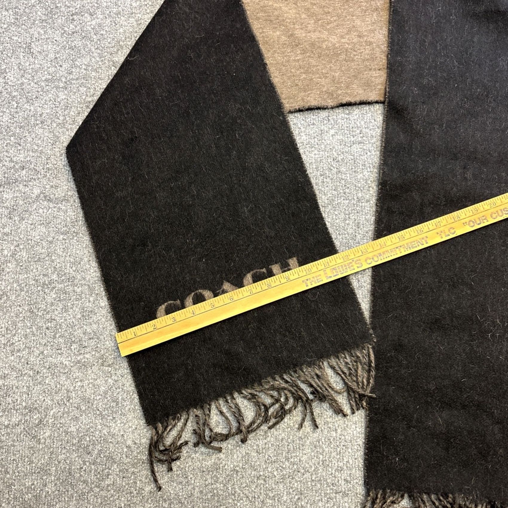 Coach NWT Coach Scarf Logo Bi-Color Wool Cashmere Blend 68” Long Black Brown Unisex Rectangle Neck Warmer Size ONE SIZE - 5 Thumbnail