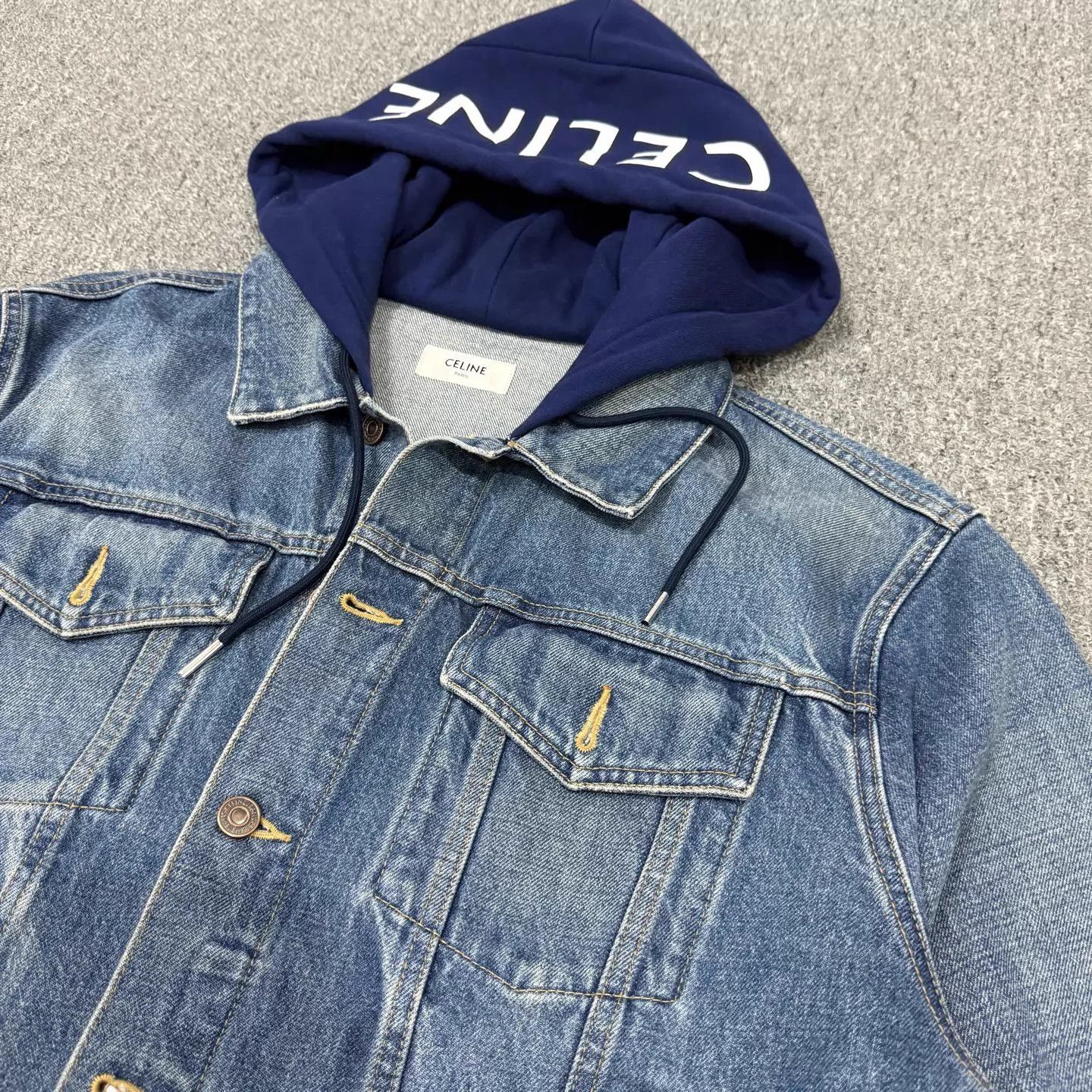 Celine Celine Blue Hooded Logo Denim Jacket L 99 New Size US L / EU 52-54 / 3 - 3 Thumbnail