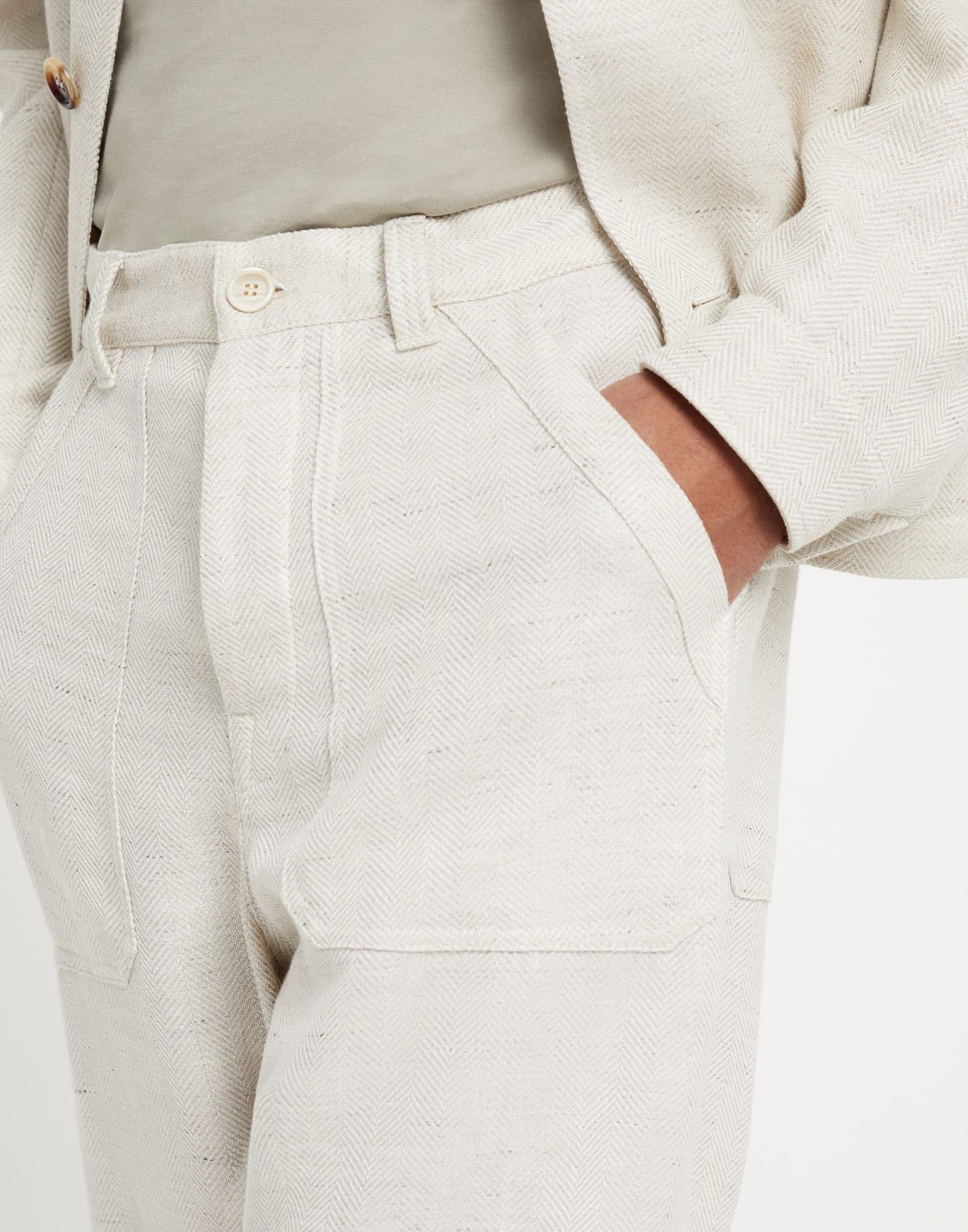 Brunello Cucinelli o1w1db10925 Pant in Natural Size US 44 / EU 60 - 3 Thumbnail