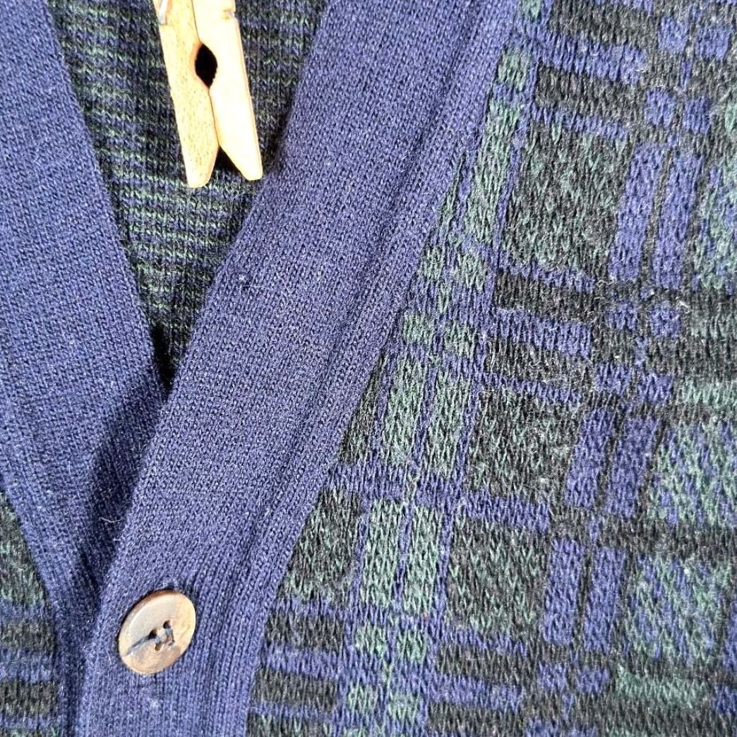 Murano VINTAGE Murano Sweater Vest Cardigan 90s Adult Large Blue Green Plaid Wool Knit Crew Neck Mens Size US L / EU 52-54 / 3 - 7 Thumbnail