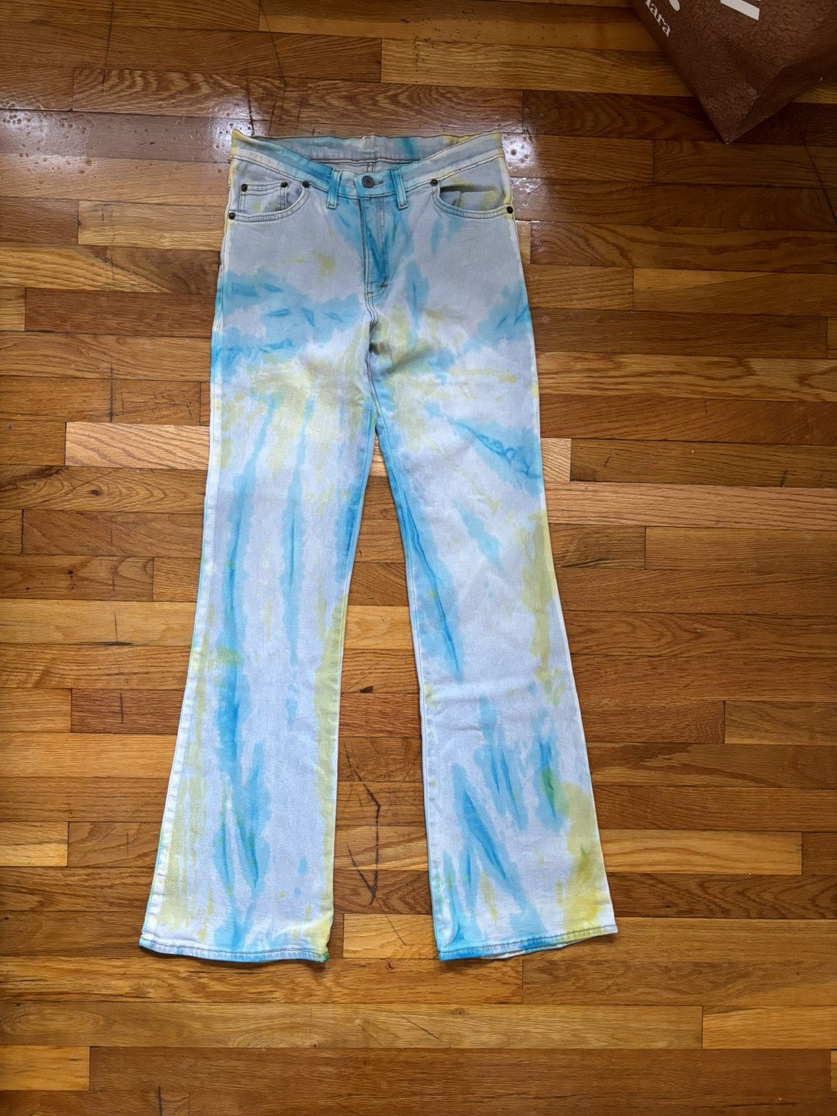 Vintage Vintage Y2K tie dye flare jeans Size 30" / US 8 / IT 44 - 1 Thumbnail