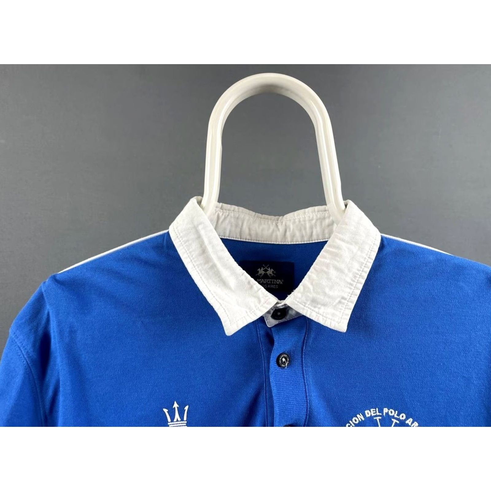 La Martina La Martina Polo Shirt Blue Mens Slim-Fit Long Sleeve Regular Size L Embroidered Collar Polo Size US L / EU 52-54 / 3 - 6 Thumbnail