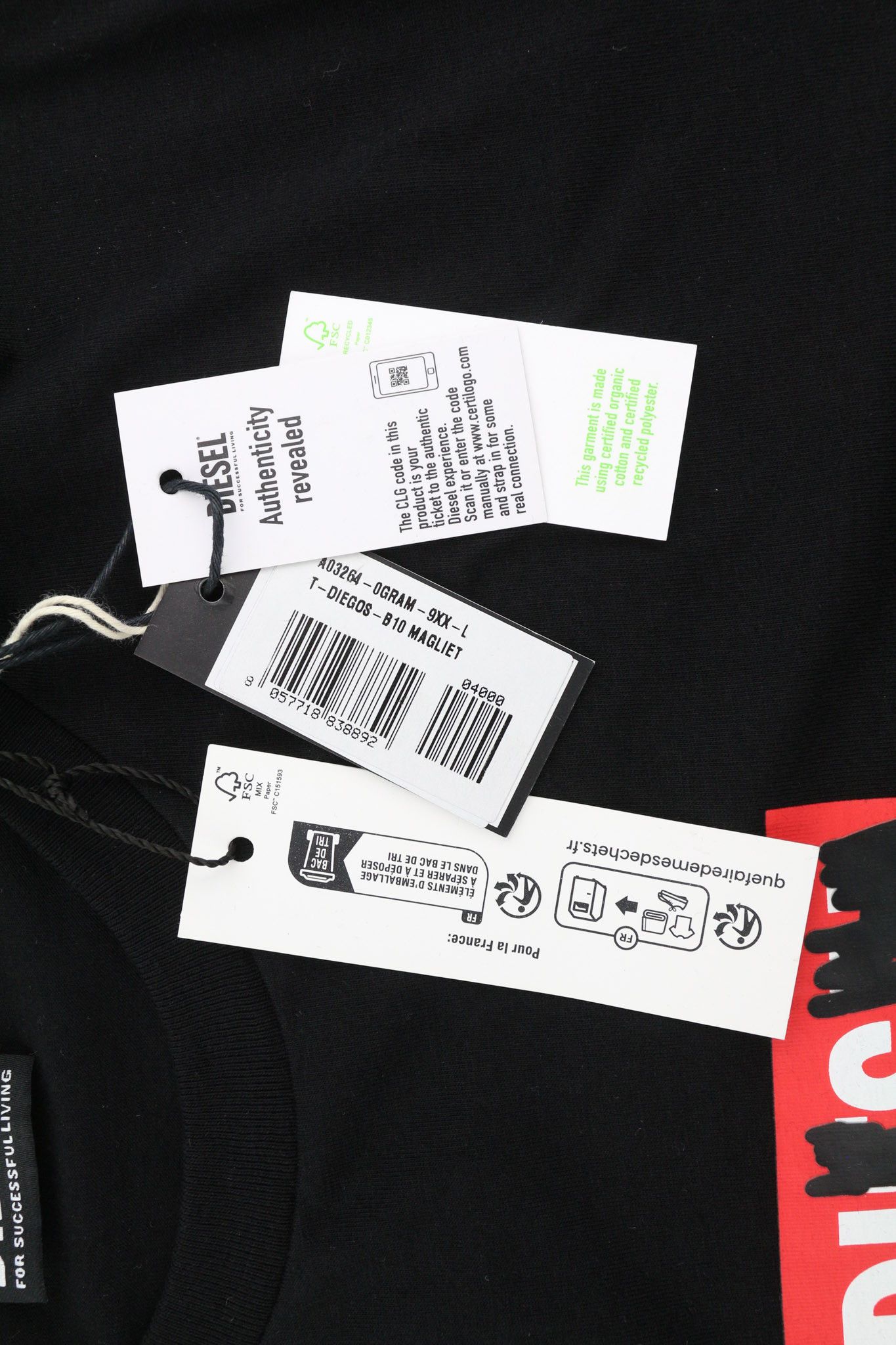 Diesel T-DIEGOS-B10 L Black Short Sleeve Logo Tricot 40337 Size US L / EU 52-54 / 3 - 5 Thumbnail
