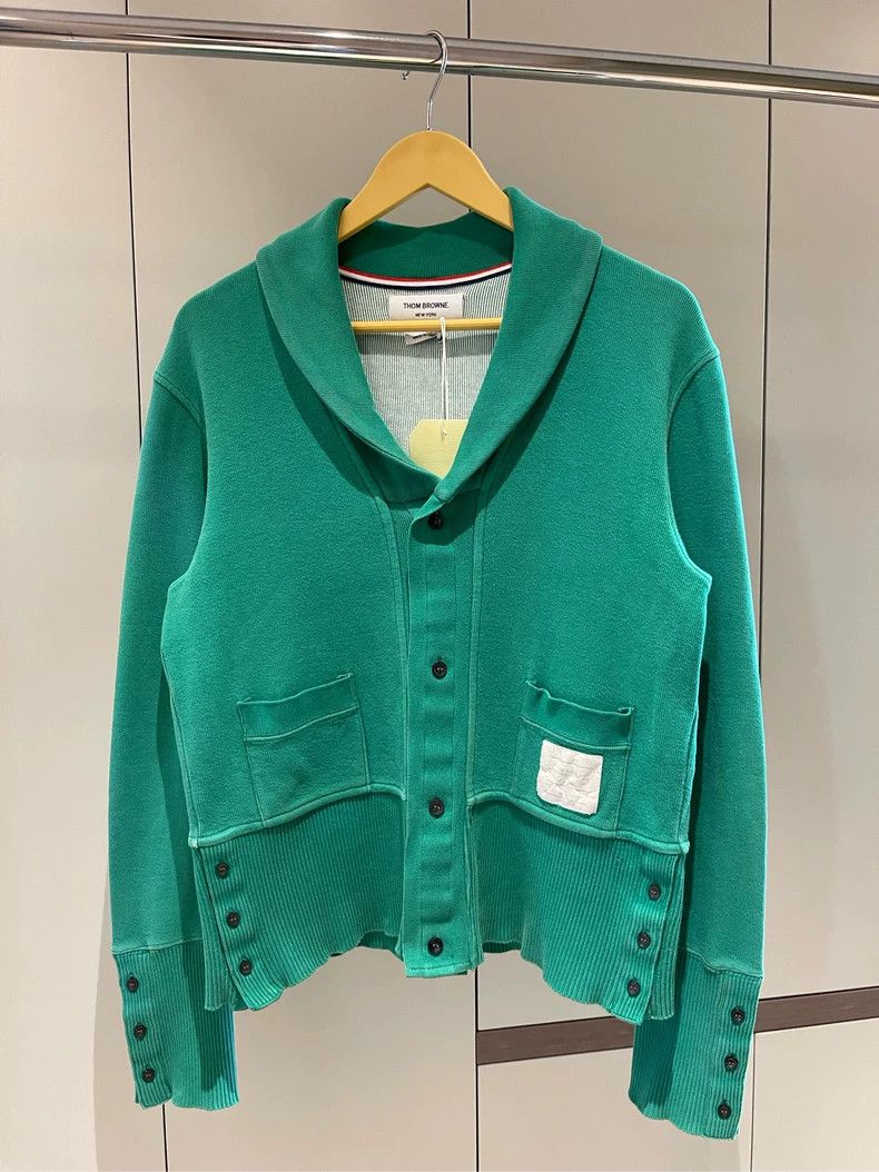 Thom Browne Thom browne Size 2 Bamboo leaf green knitted lapel cardiga Size M / US 6-8 / IT 42-44 - 2 Thumbnail
