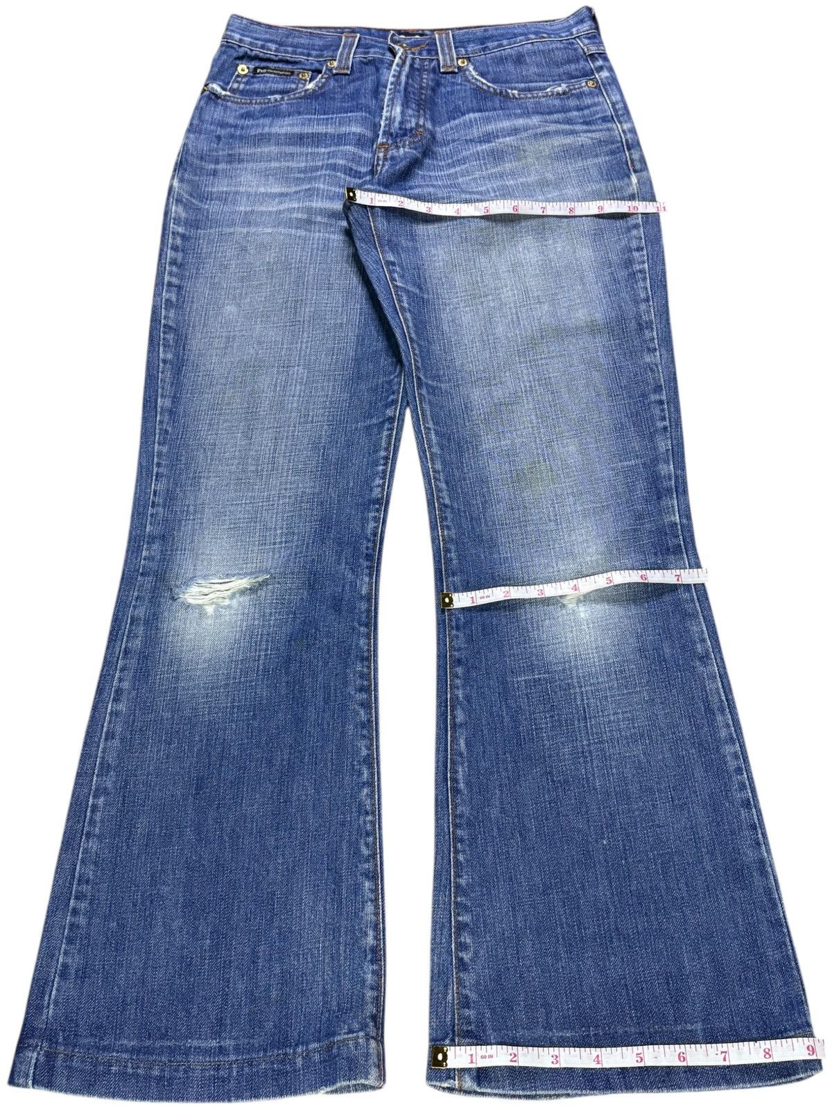 Dolce & Gabbana Vintage Dolce & Gabbana Faded Wash Distressed Flare Jeans Size 29" - 13 Thumbnail