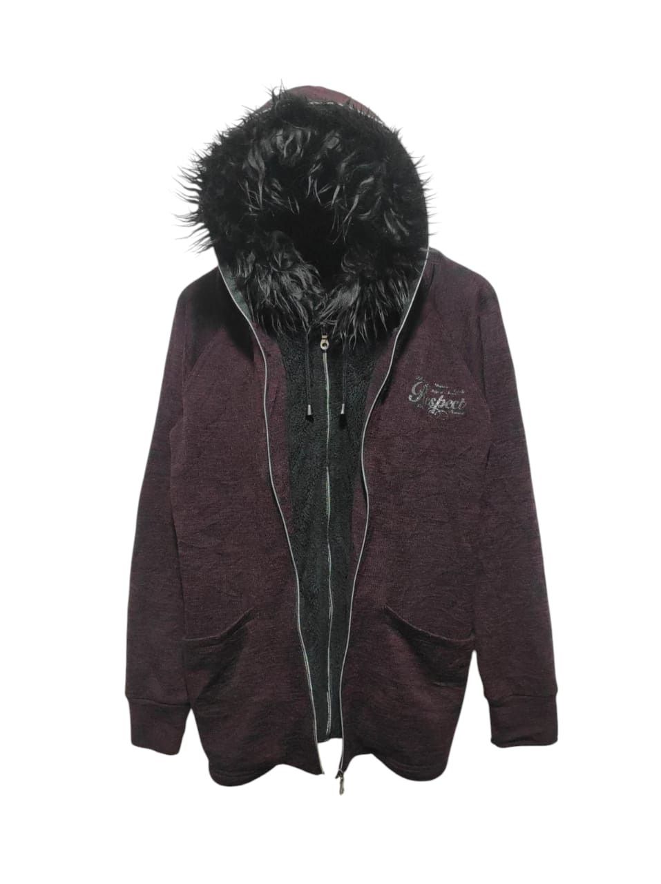 Spinash Double Layer Zip Fur Hoodie i6w9 LBG style marron