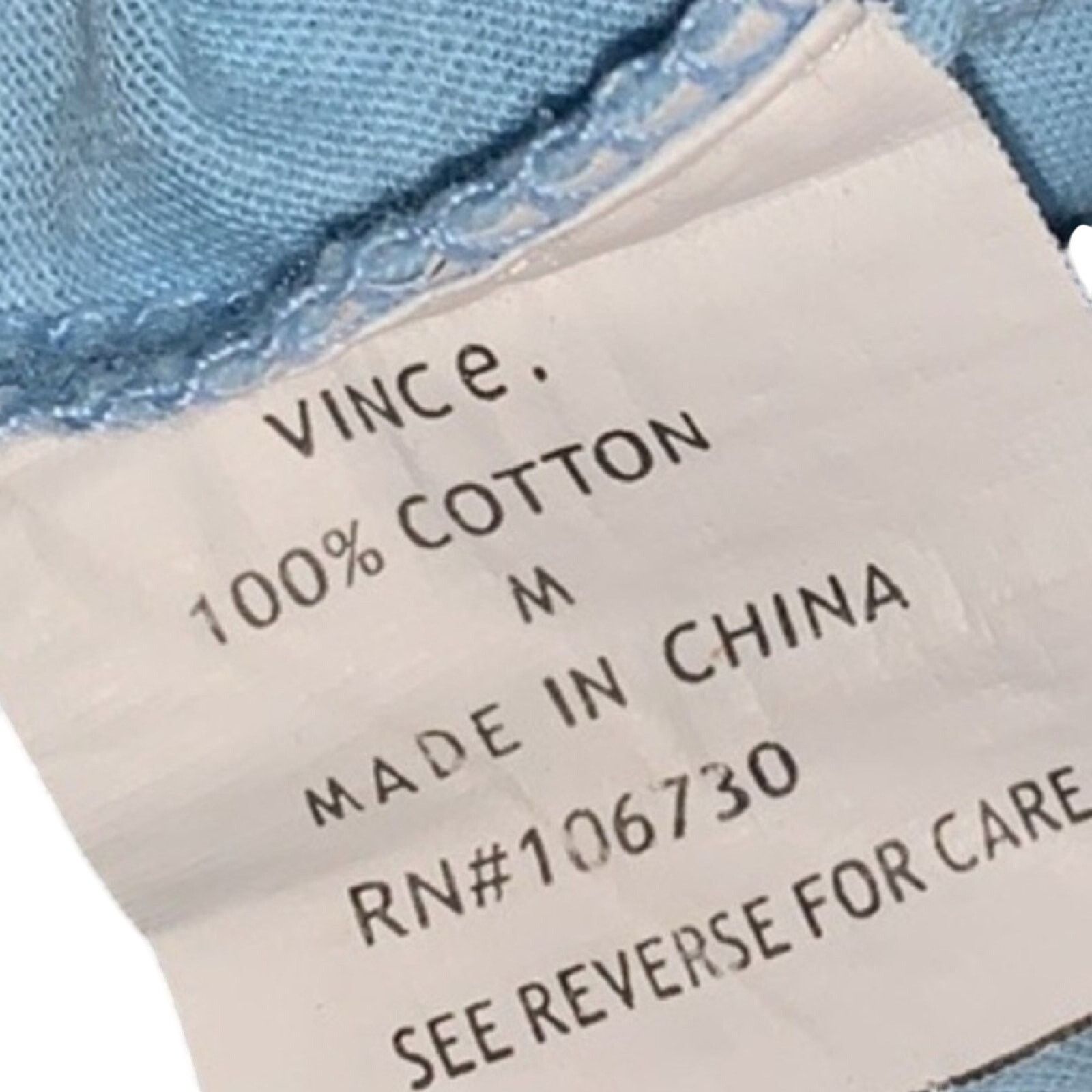 Vince VINCE Light Blue Long Sleeve 100% Cotton Top M Size M / US 6-8 / IT 42-44 - 5 Thumbnail