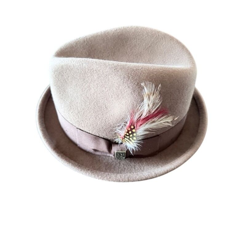 Brixton Brixton Wool Felt Fedora Hat Brown Feather Band Men’s Small Size 28 - 3 Thumbnail
