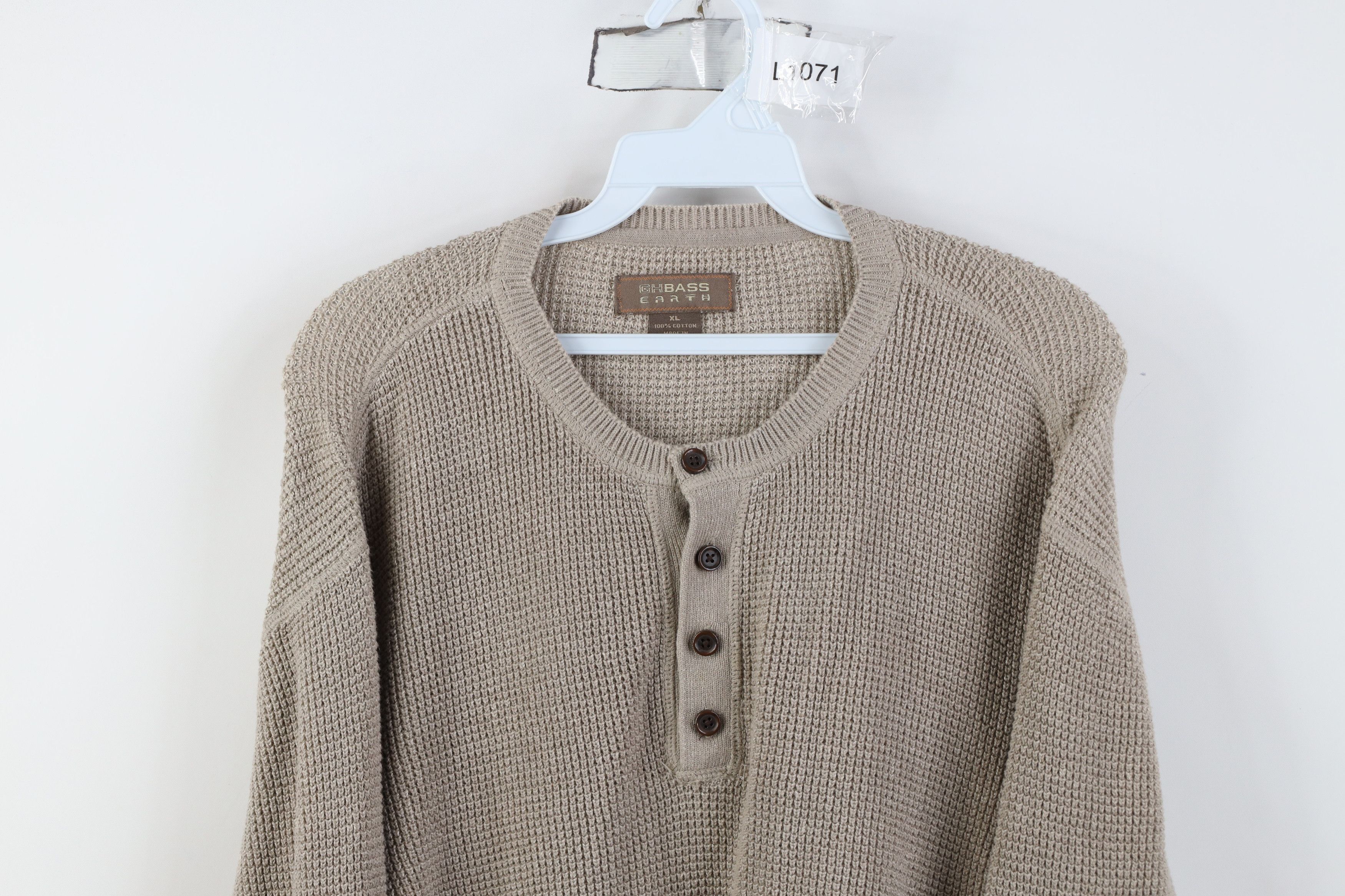 Vintage Vintage 90s Y2K Streetwear Waffle Knit Henley Sweater Cotton Size US XL / EU 56 / 4 - 2 Thumbnail