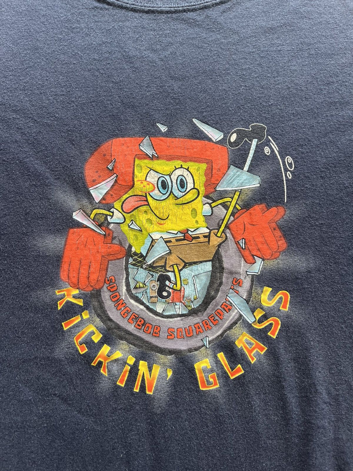 Nickelodeon × Vintage Vintage SpongeBob SquarePants Kickin Glass 2002’s T-shirt Size US XL / EU 56 / 4 - 6 Thumbnail