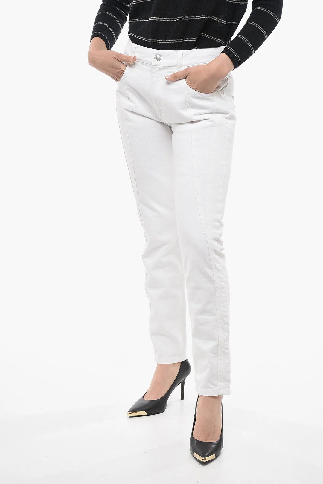 Isabel Marant og1mm0326 Slim Fit Jeans in White Size 28" / US 6 / IT 42 - 1 Thumbnail