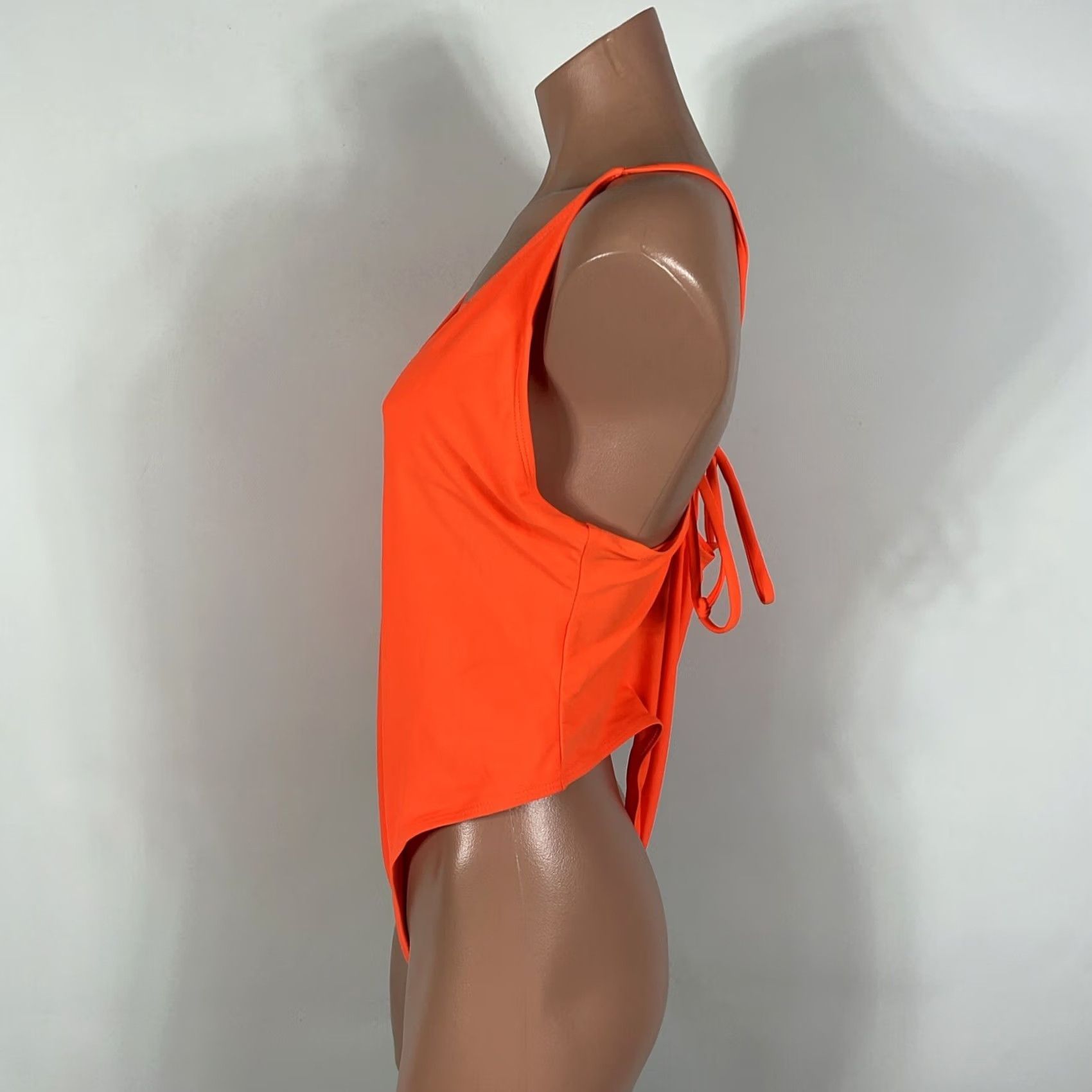 Vintage VINTAGE Matte Collection NEON Orange One Piece Swimsuit PLUS 2X Tie Back Padded Size ONE SIZE - 7 Thumbnail