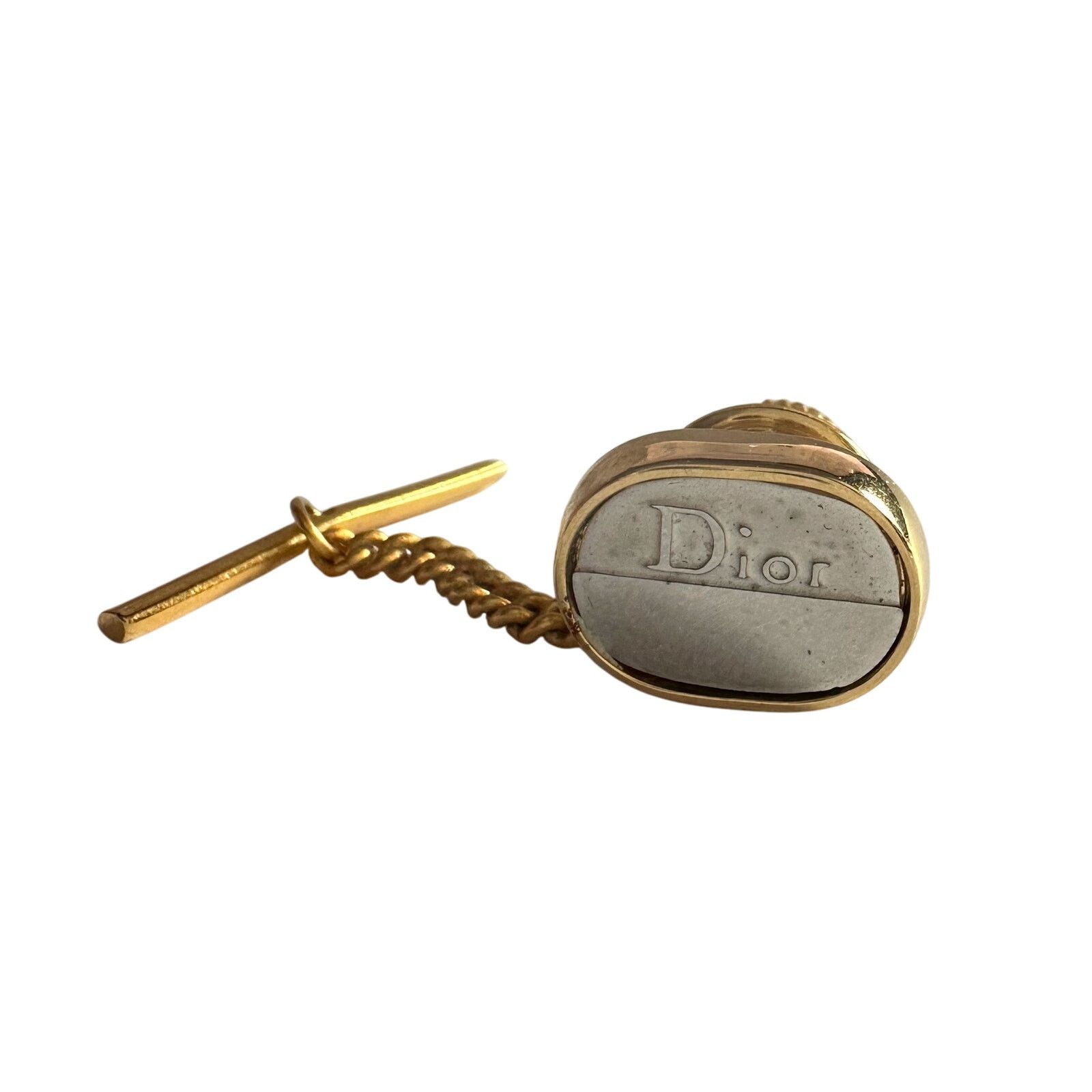 Dior Dior Men's Two Tone Tie Pin - Textured Oval with Logo Size ONE SIZE - 11 Thumbnail