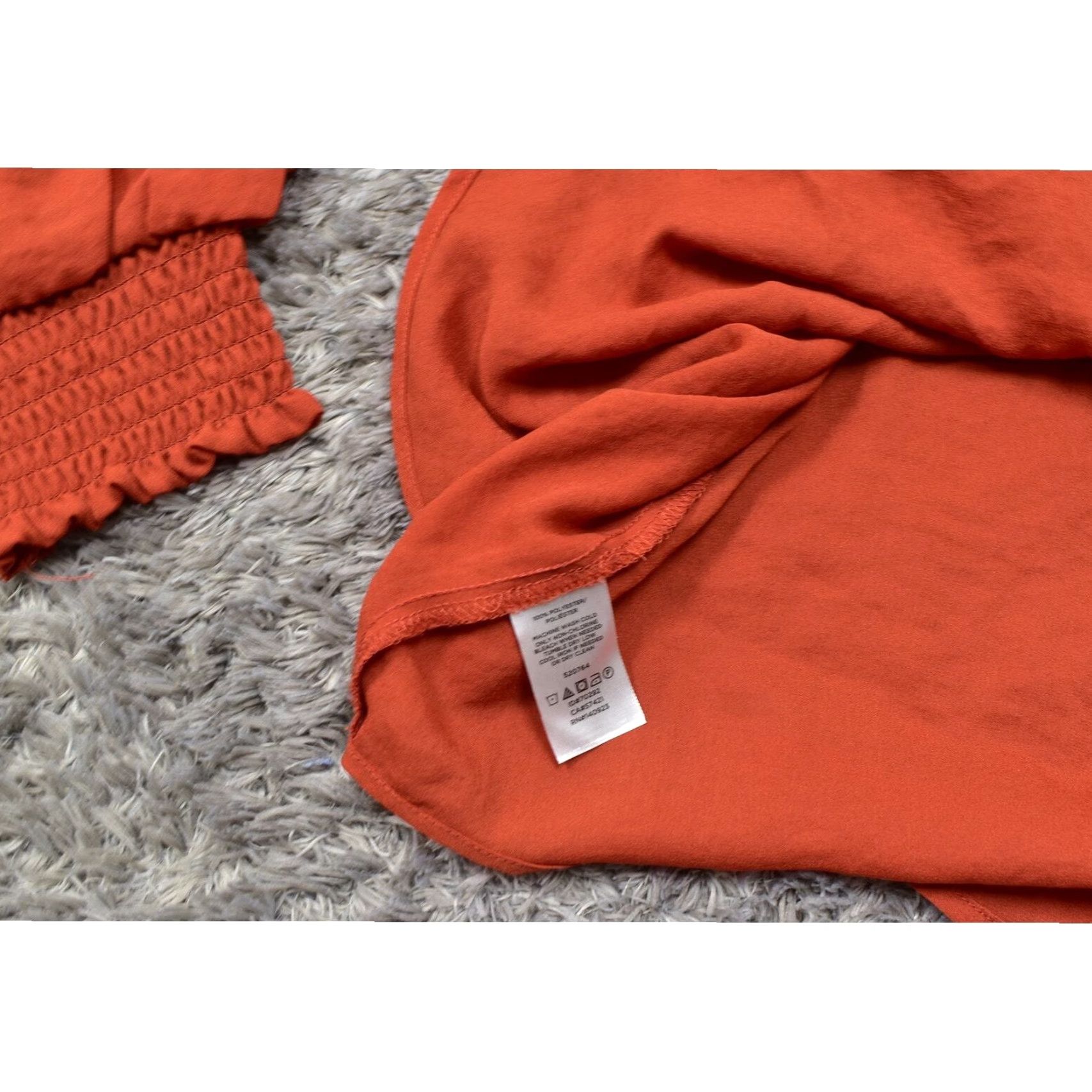 Loft Loft Women's Orange Polyester Blouse Small Long Sleeve Crew Neck Solid Top Size S / US 4 / IT 40 - 5 Thumbnail