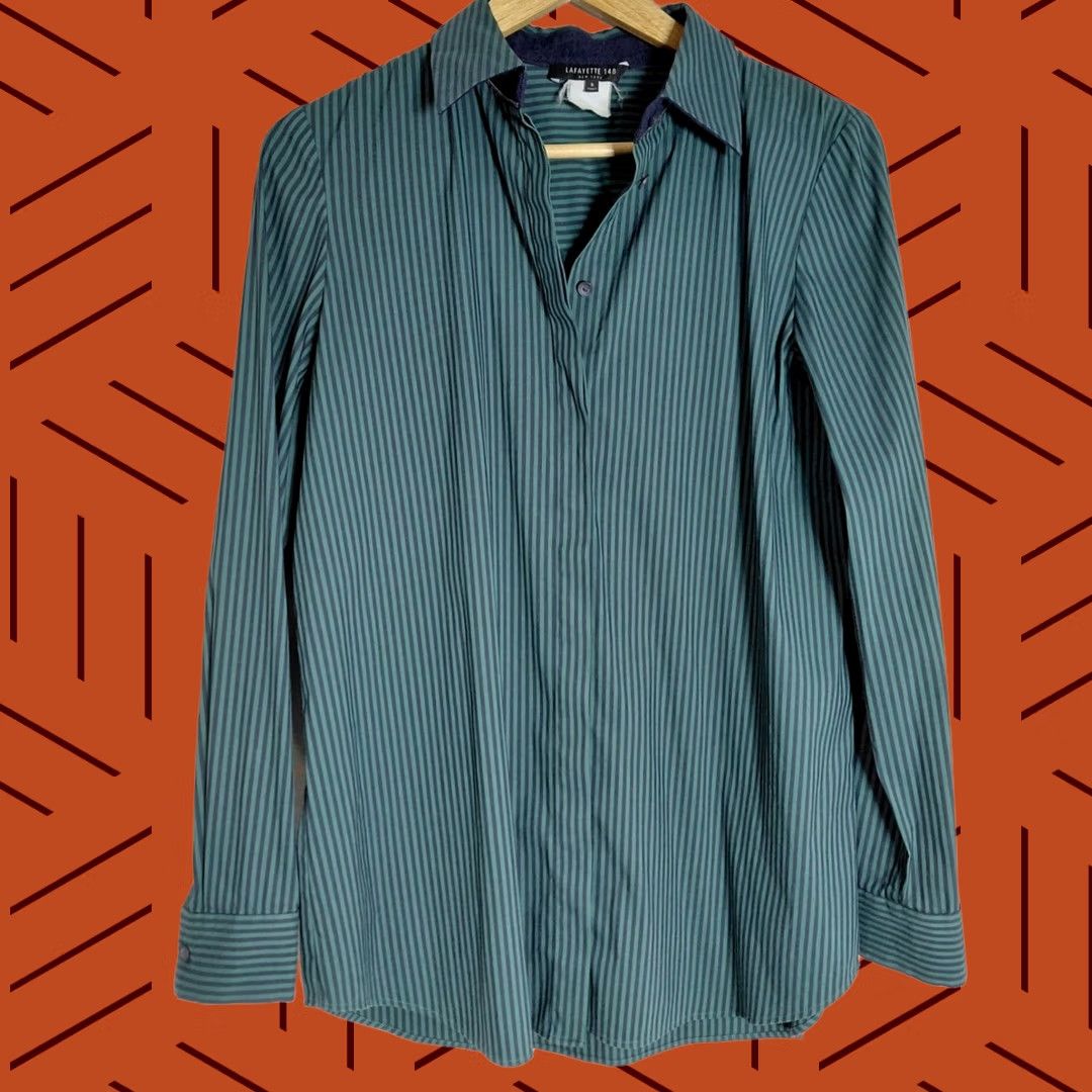 Vintage LAFAYETTE 148 NEW YORK Green Solid Knit Blouse Long Sleeve Women Size S Size S / US 4 / IT 40 - 1 Thumbnail