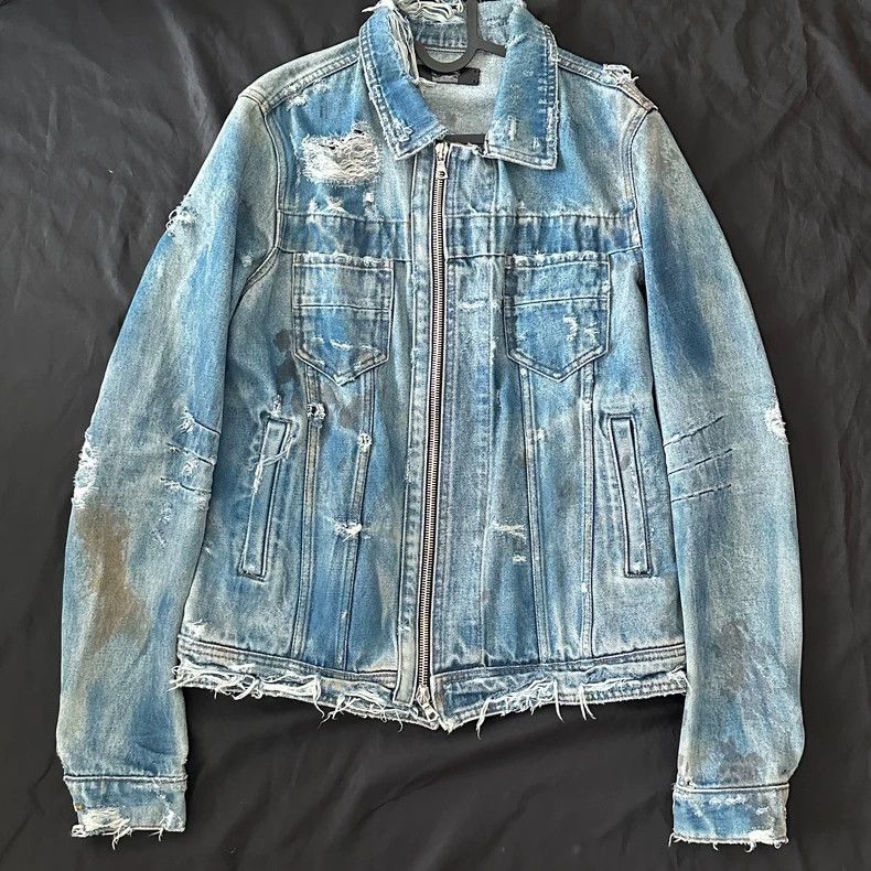Amiri Amiri 15AW Destroyed Denim Trucker Jacket Size US M / EU 48-50 / 2 - 1 Thumbnail