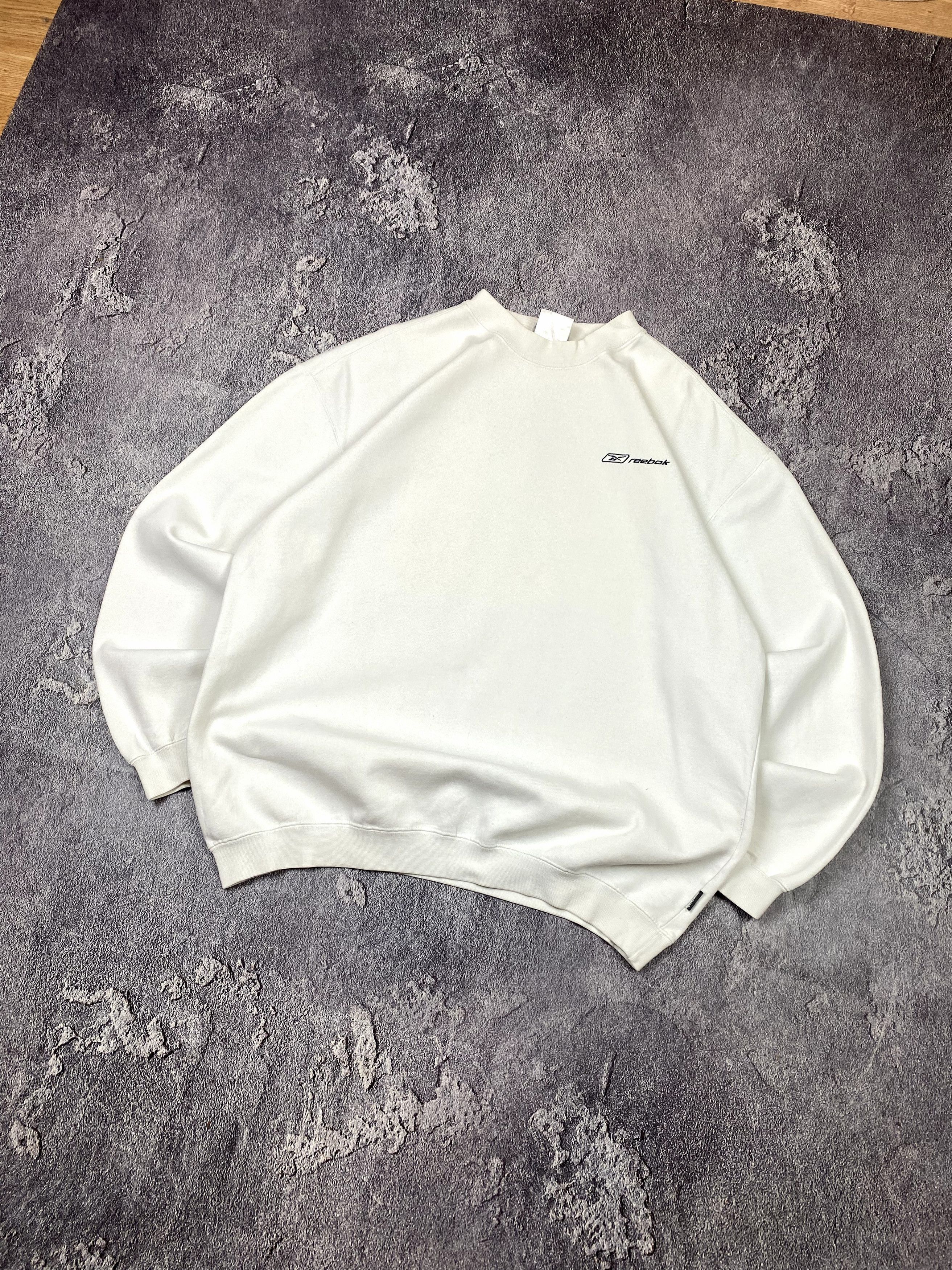 Reebok × Vintage VTG 00s Reebok Boxy Fit White Mini Logo Sweatshirt Retro Y2K Size US L / EU 52-54 / 3 - 2 Thumbnail