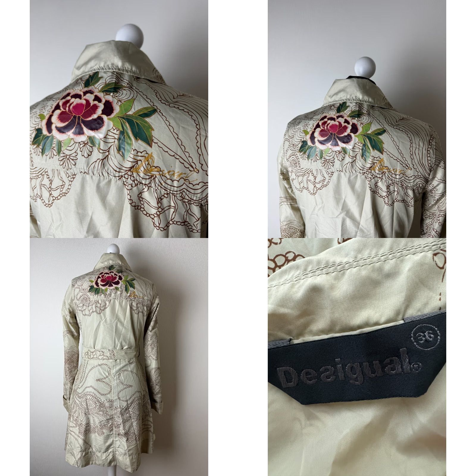 Desigual Desigual Coat Womens Trench 36 Multicoloured Overcoat Jacket Size 36 Womens Size XS / US 0-2 / IT 36-38 - 8 Thumbnail