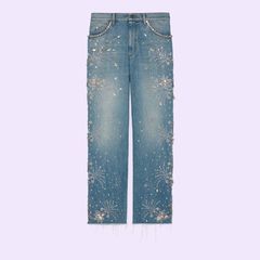 Gucci Blue Denim Silver Floral Embroidered Jeans - 25 – I MISS YOU VINTAGE