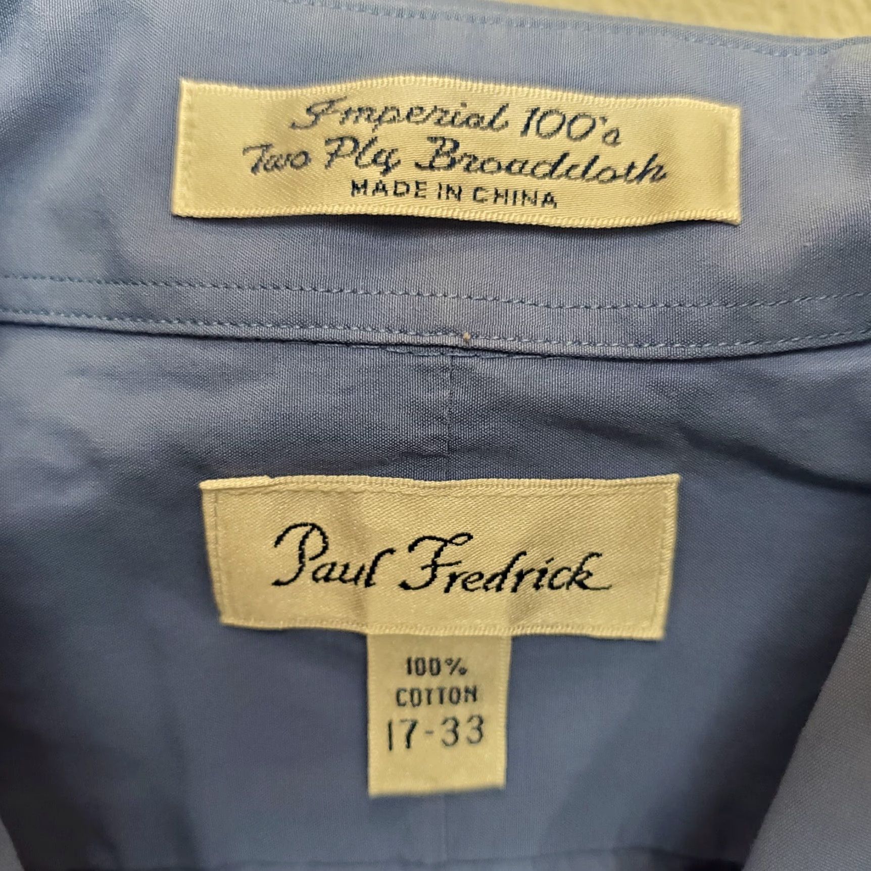 Imperial Paul Fredrick Shirt Mens 16.5 Blue Imperial Two Ply Broadcloth French Cuff Button-Up Long Sleeve Mens Shirt Size US XL / EU 56 / 4 - 4 Thumbnail
