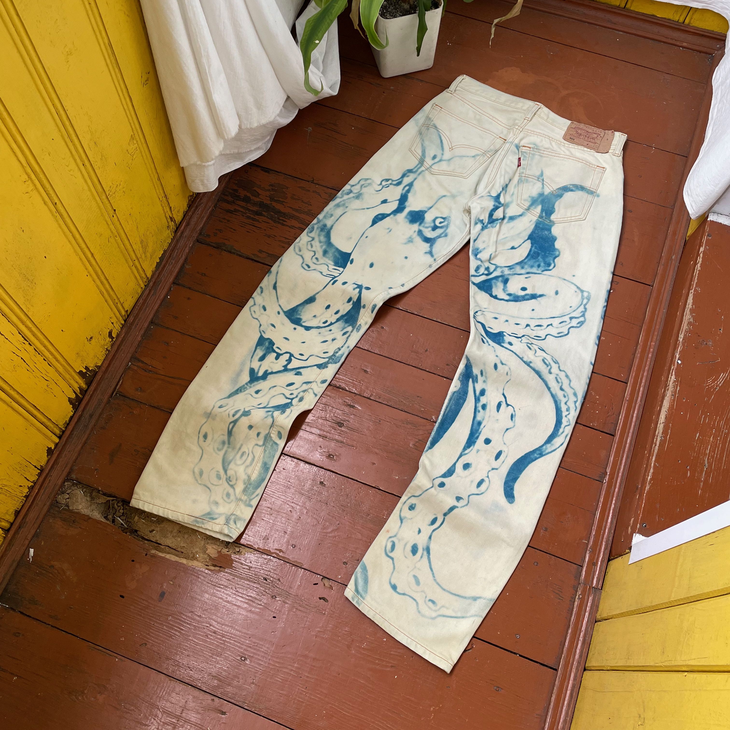 Levi's Levis 501 31x34 custom squid 🦑 print very rare Size US 31 - 2 Thumbnail