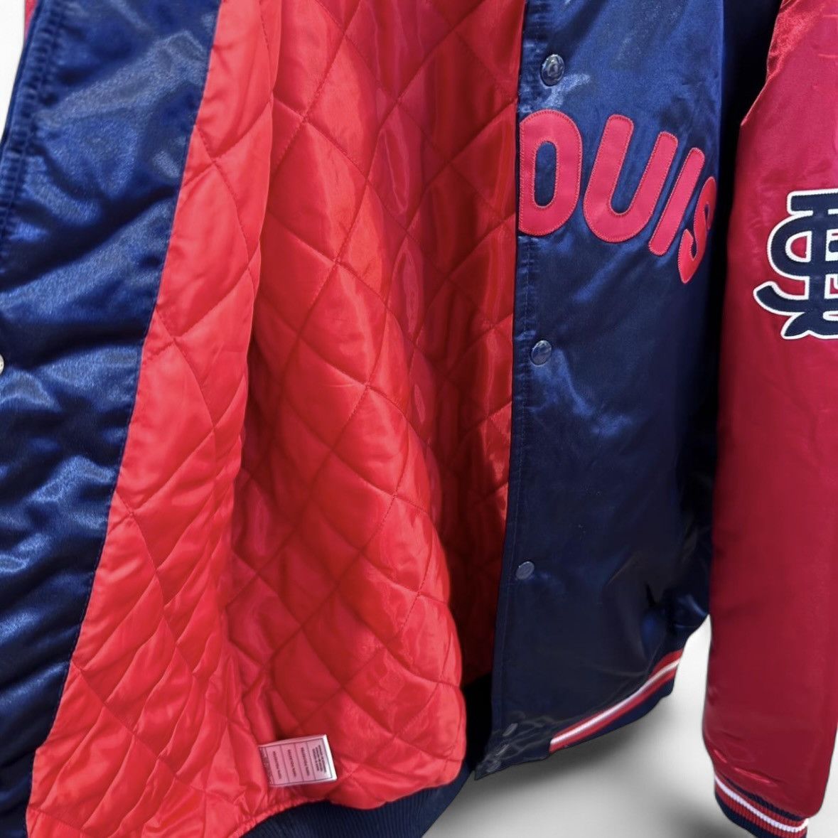 Mitchell & Ness Mitchell & Ness St. Louis Satin Bomber Jacket – Size L Size US L / EU 52-54 / 3 - 3 Thumbnail
