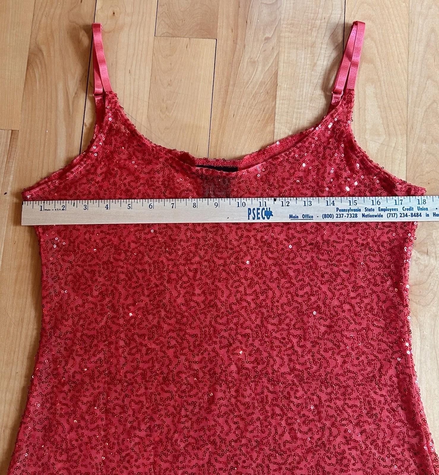 Other Tank Top Orange Red Sequins Sheer Sleeveless Stretch Mermaid Size L / US 10 / IT 46 - 6 Thumbnail