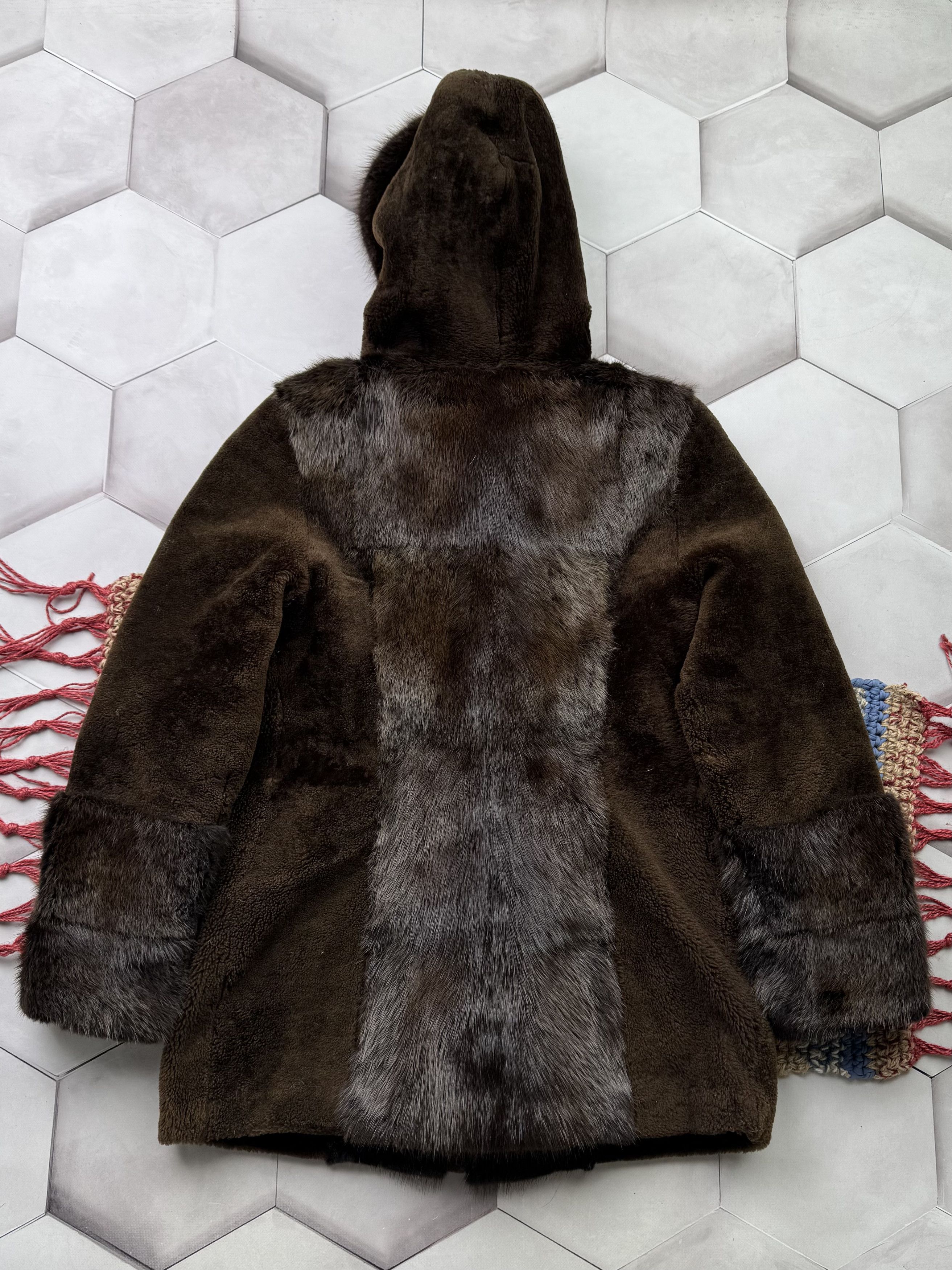 Vintage 90s Real Sheepskin Hooded Jacket With Real Fur (E4) Size M / US 6-8 / IT 42-44 - 10 Thumbnail