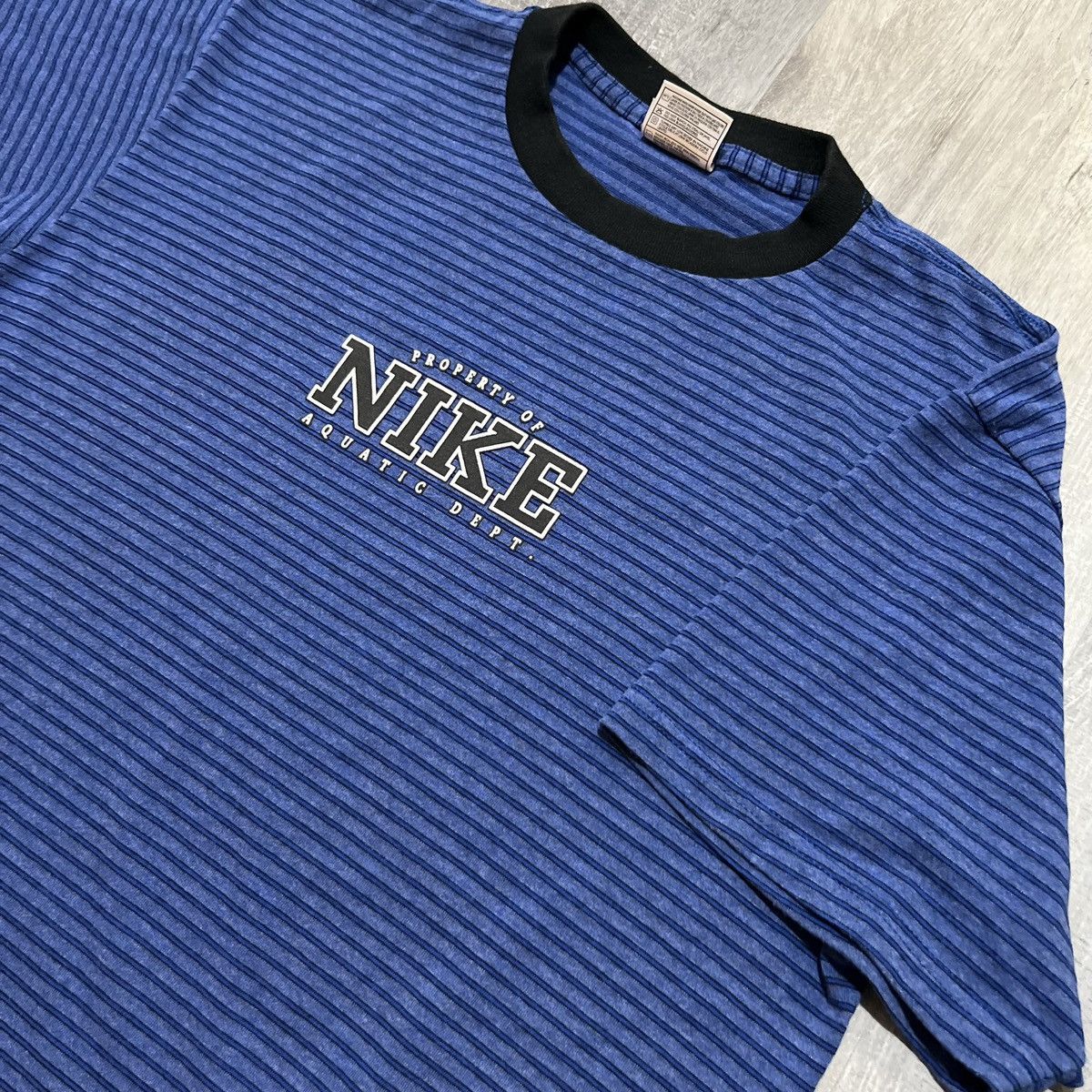 Nike × Vintage VTG Nike Athletic Dept Blue Striped Middies Swimming Shirt Size US M / EU 48-50 / 2 - 2 Thumbnail