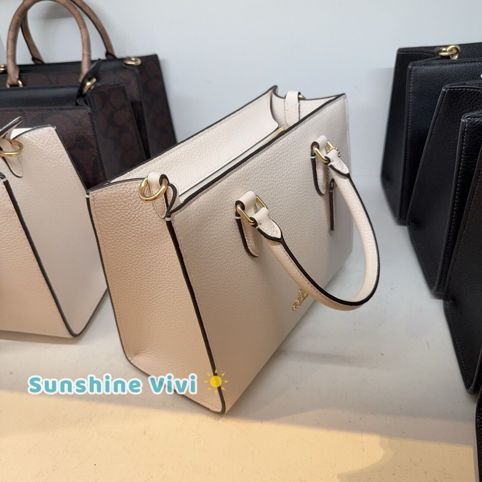 Coach NWT Coach Maggie Small Tote Bag CY668 Pebbled Leather Chalk Size ONE SIZE - 7 Thumbnail