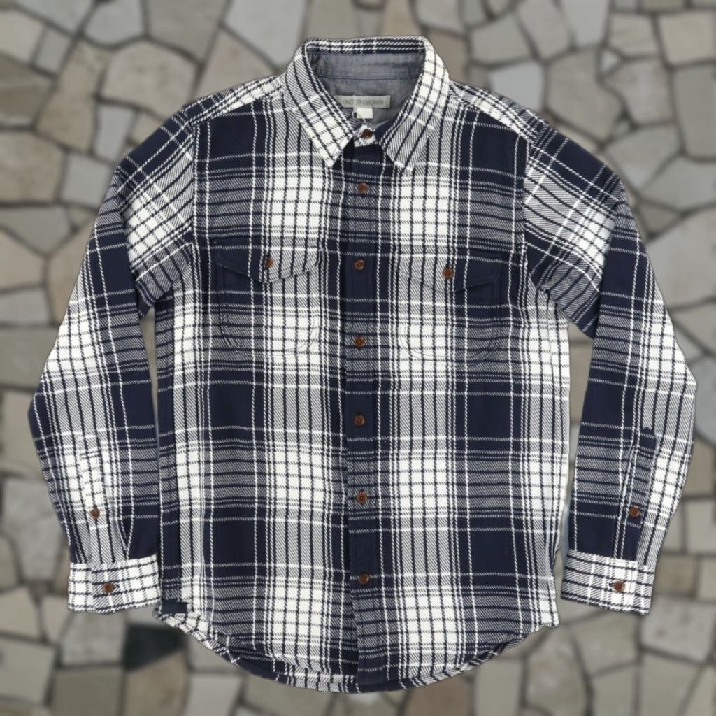Outerknown Blanket Cotton Plaid Long Sleeve Button Up Shirt Blue White Men's S