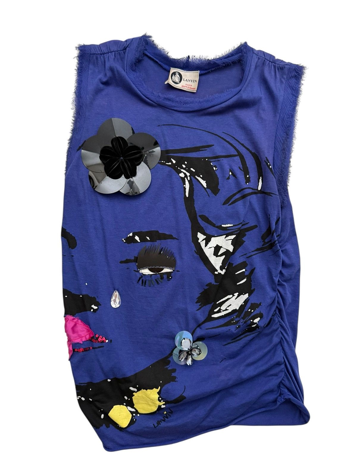 Lanvin Archive 1980’s Face Appliqué Scrunch Tank Size XS / US 0-2 / IT 36-38 - 1 Thumbnail