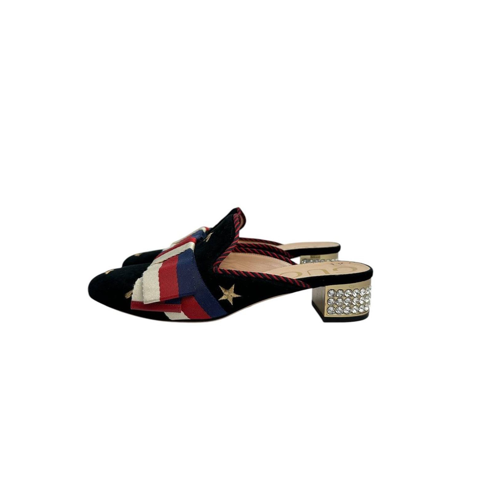 Gucci Gucci Women's Black Velvet Emellished Bow Mules sz.36.5 Size US 6.5 / IT 36.5 - 1 Thumbnail