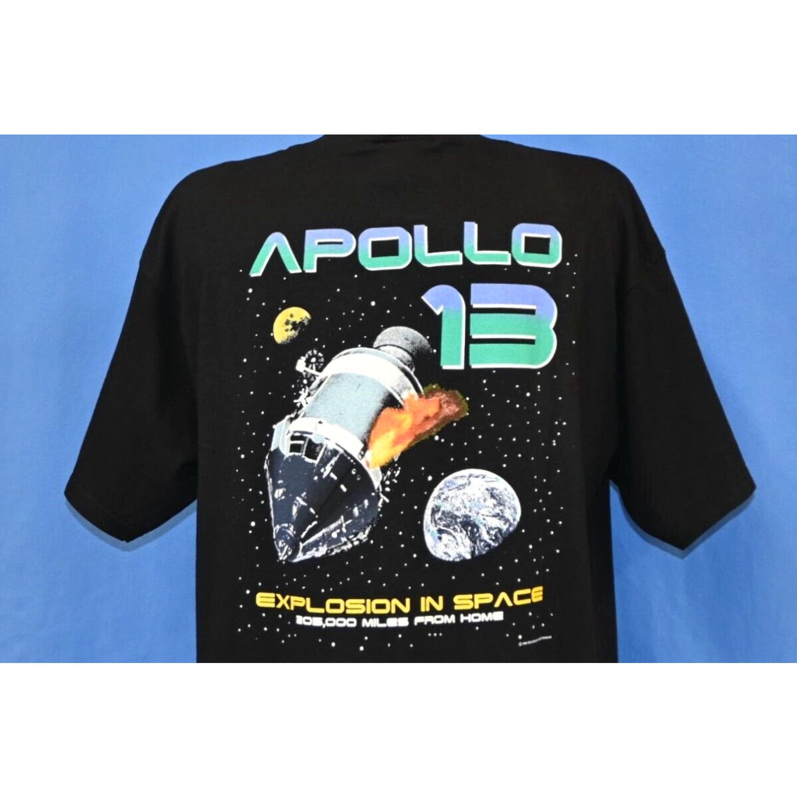 image of Tultex VTG 90's Apollo 13 Explosion In Space Galaxy Sci-Fi Movie Film 1995 T-Shirt XL in White, Men